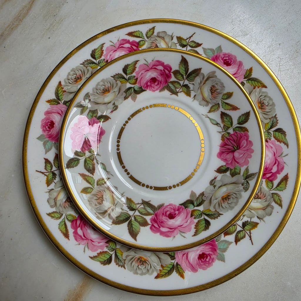 Royal Worcester Fine Bone China England 1969 Royal Garden Kaffee / Tee Sammeltasse mit Kuchenteller Blumenmuster