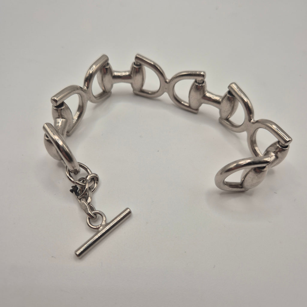 Silbernes Vintage Armband massiv Metall Statement 80er Jahre Anker