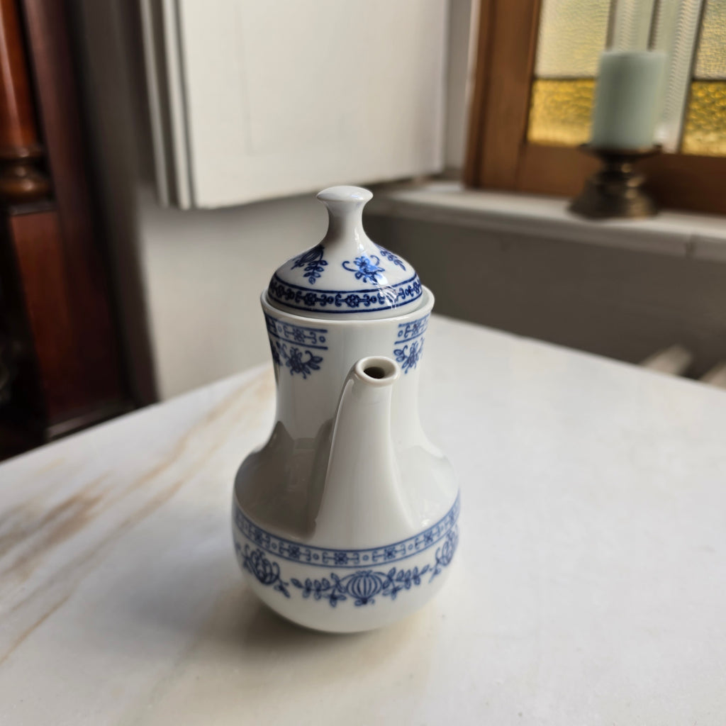 Kahla GDR Zwiebelmuster Tee Kaffeekanne Kanne Mokka Vintage blau weiß kobaltunterglasur
