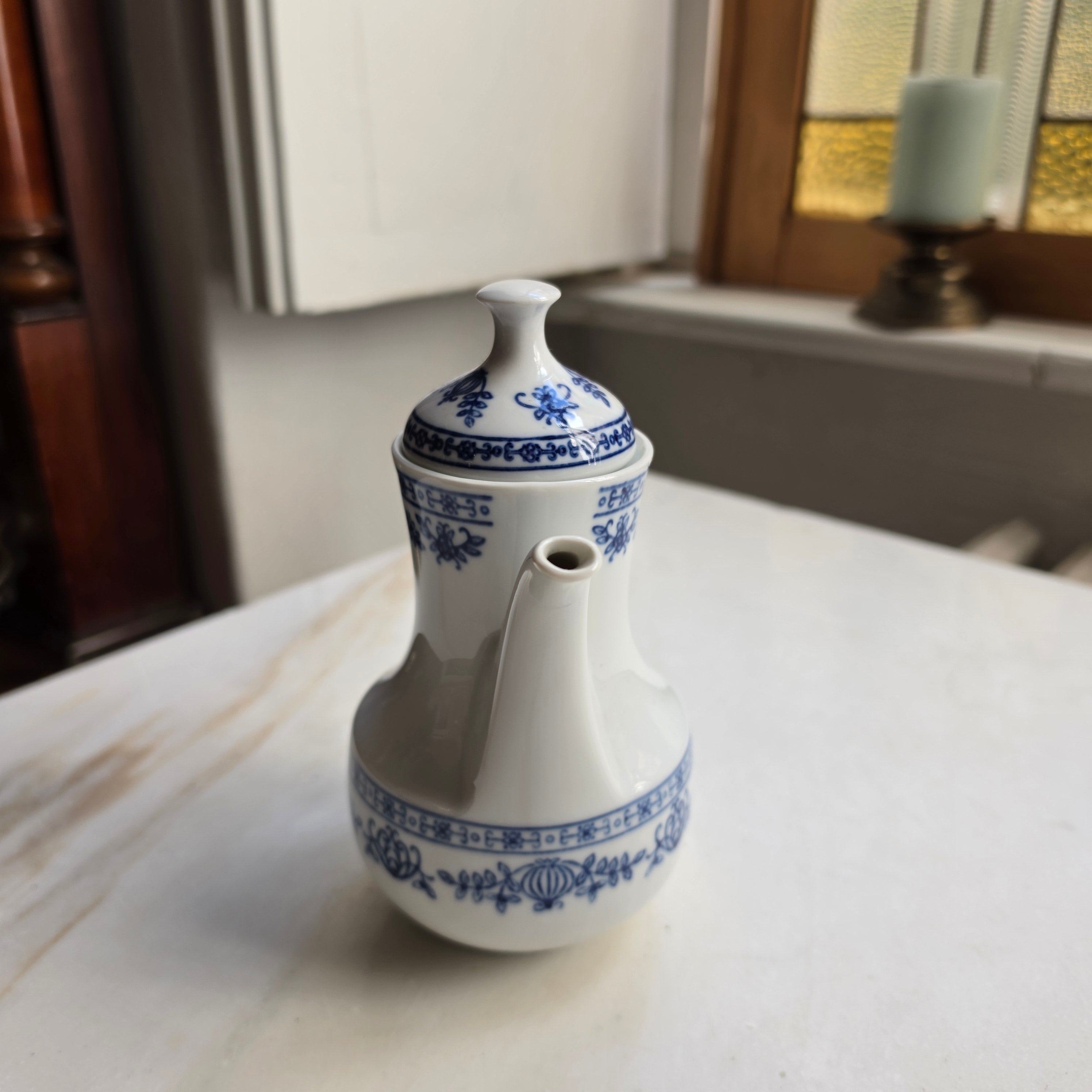 Kahla GDR Zwiebelmuster Tee Kaffeekanne Kanne Mokka Vintage blau weiß kobaltunterglasur