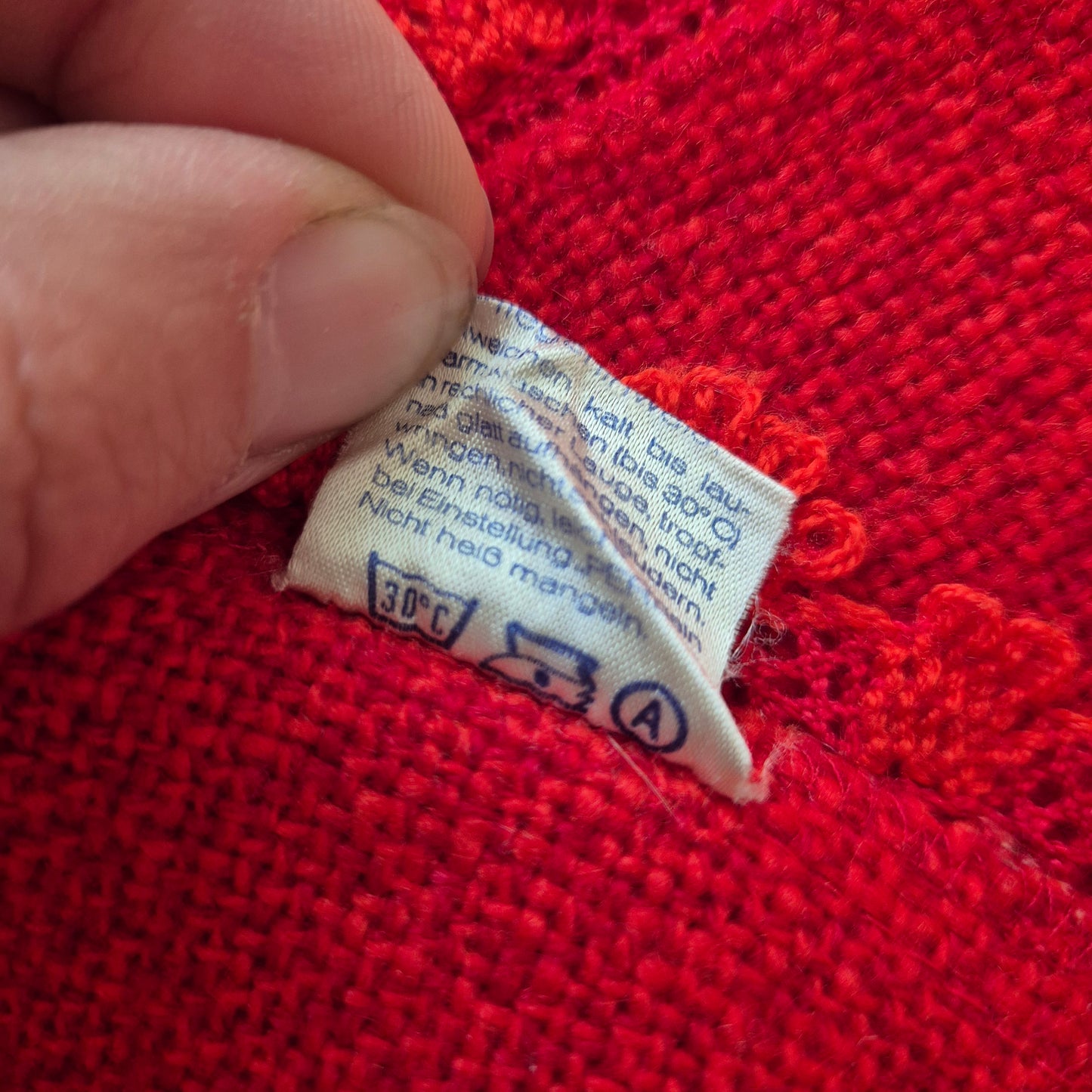 DDR Vintage Läufer Tischdecke Rot Orange 46x103cm