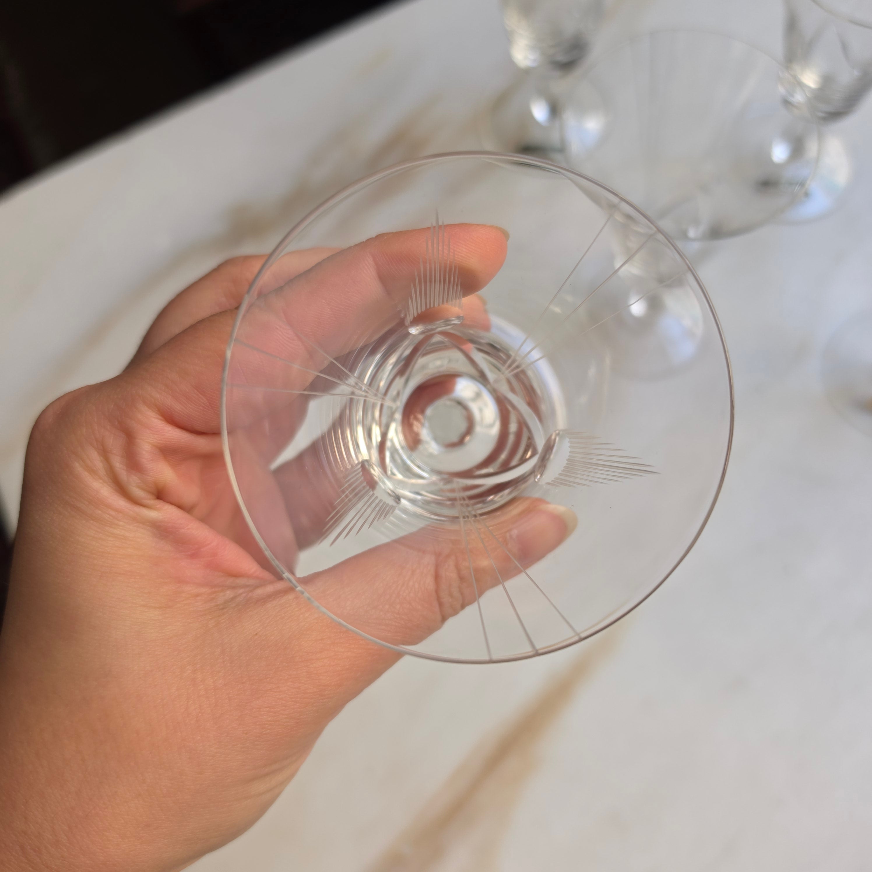 6x Vintage Kristall Likörgläser – Handgeschliffene Aperitifgläser um 1950/60 - Mid-Century Modern