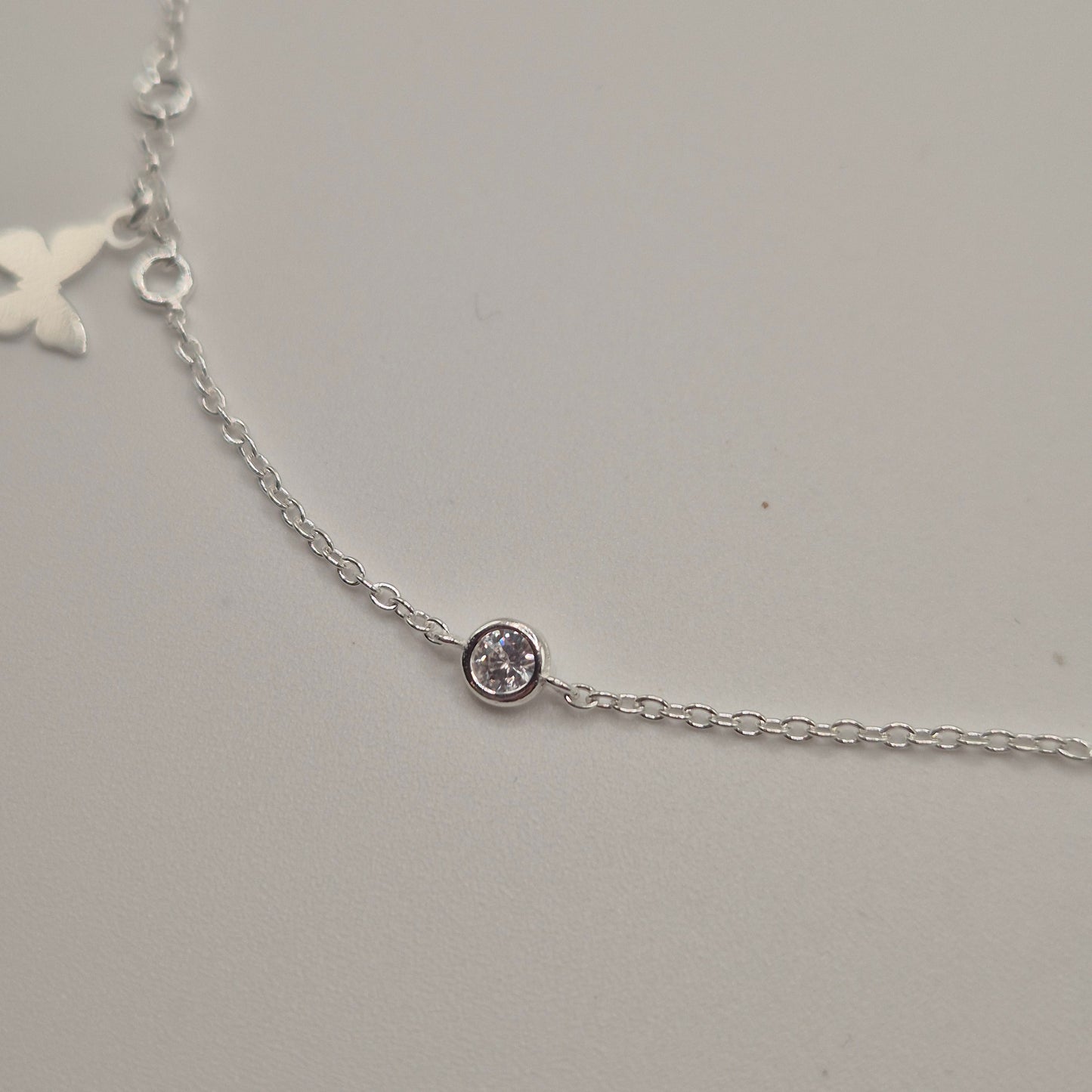 Zartes Fußkettchen Silber 925 Schmetterling