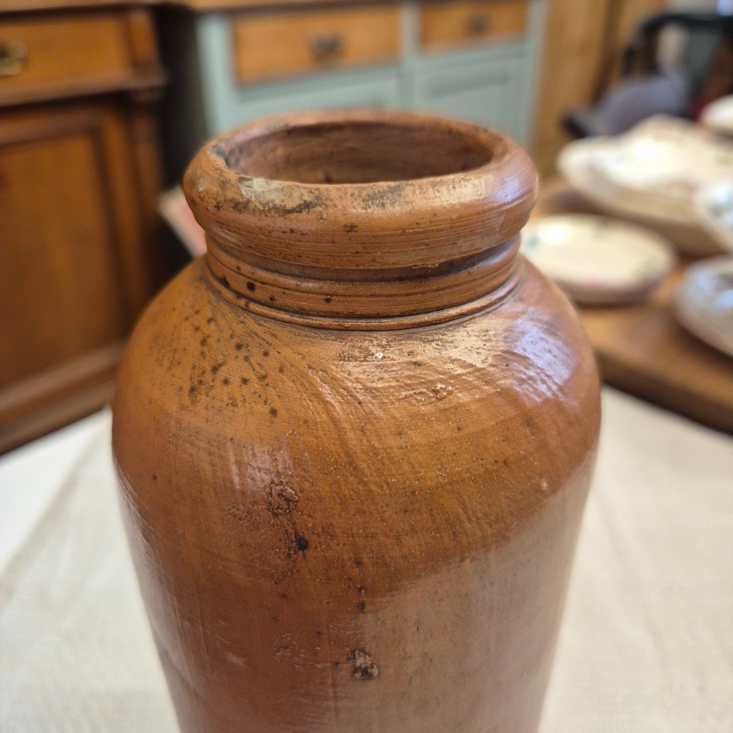 Antike Steingut Vase braun Krug Vintage Landhaus