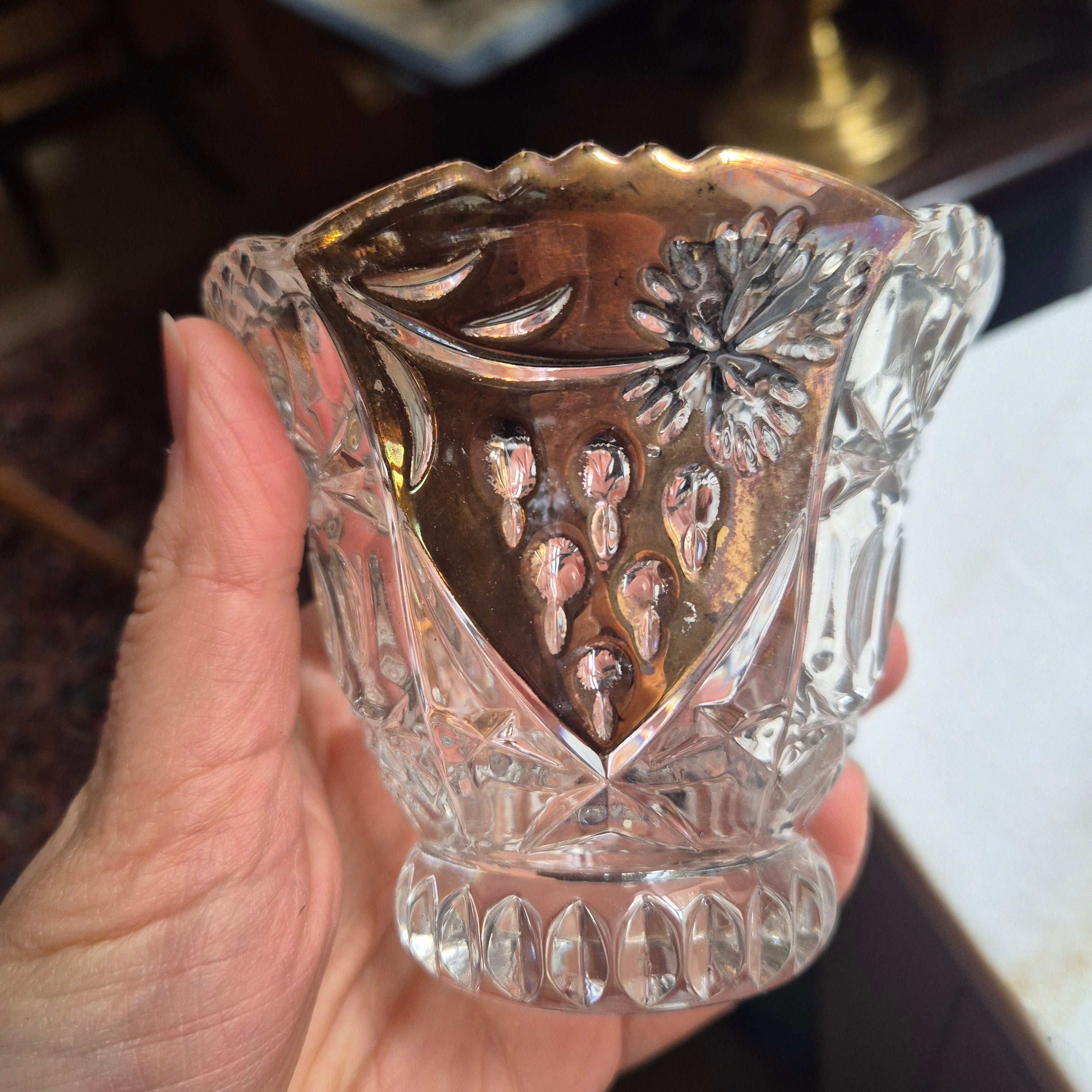 Vintage Bonboniere Schale aus Bleikristall mit Deckel - von Anna Hütte