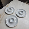 Vintage Friesland Porzellan Eierbecher – 3er Set – Klassisch Weiß mit Ablage