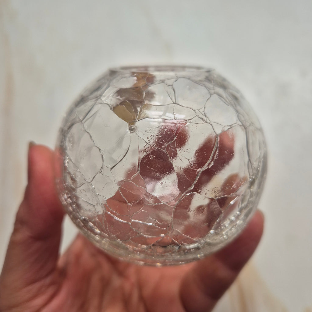Vintage Vase rund und klein - Craquelé Glas 60er Jahre - von Ingrid Glas