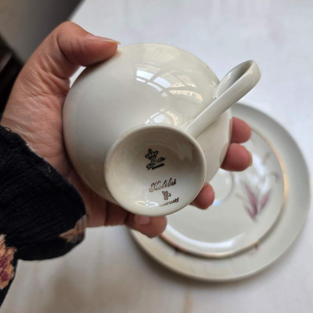 Vintage Alka Bavaria 3-teiliges Kaffeeset „Kolibri“ – Edles Porzellan mit Goldrand & Kolibri-Motiv