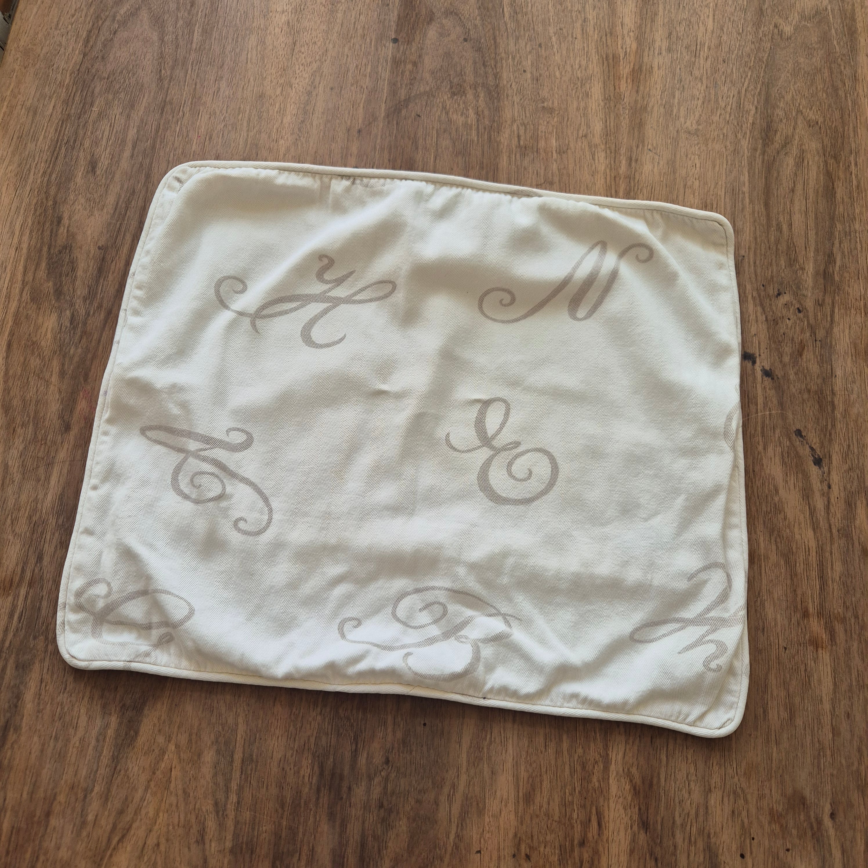 Vintage Kissenbezug Kissenhülle klein 45x50cm Strauss 1902 Baumwolle creme grau