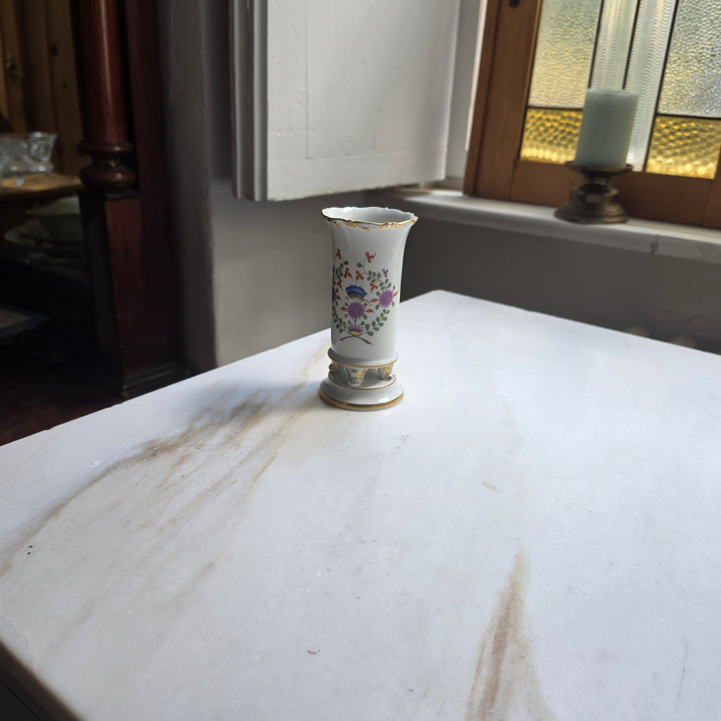 Original Meissen Porzellan Vase - Prunkvase – Indische Blumenmalerei & Goldrand - 1.Wahl