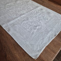Antikes Jugendstil Küchen-&Geschirrtuch weiß Damast Baumwolle 108x47cm Ornamente