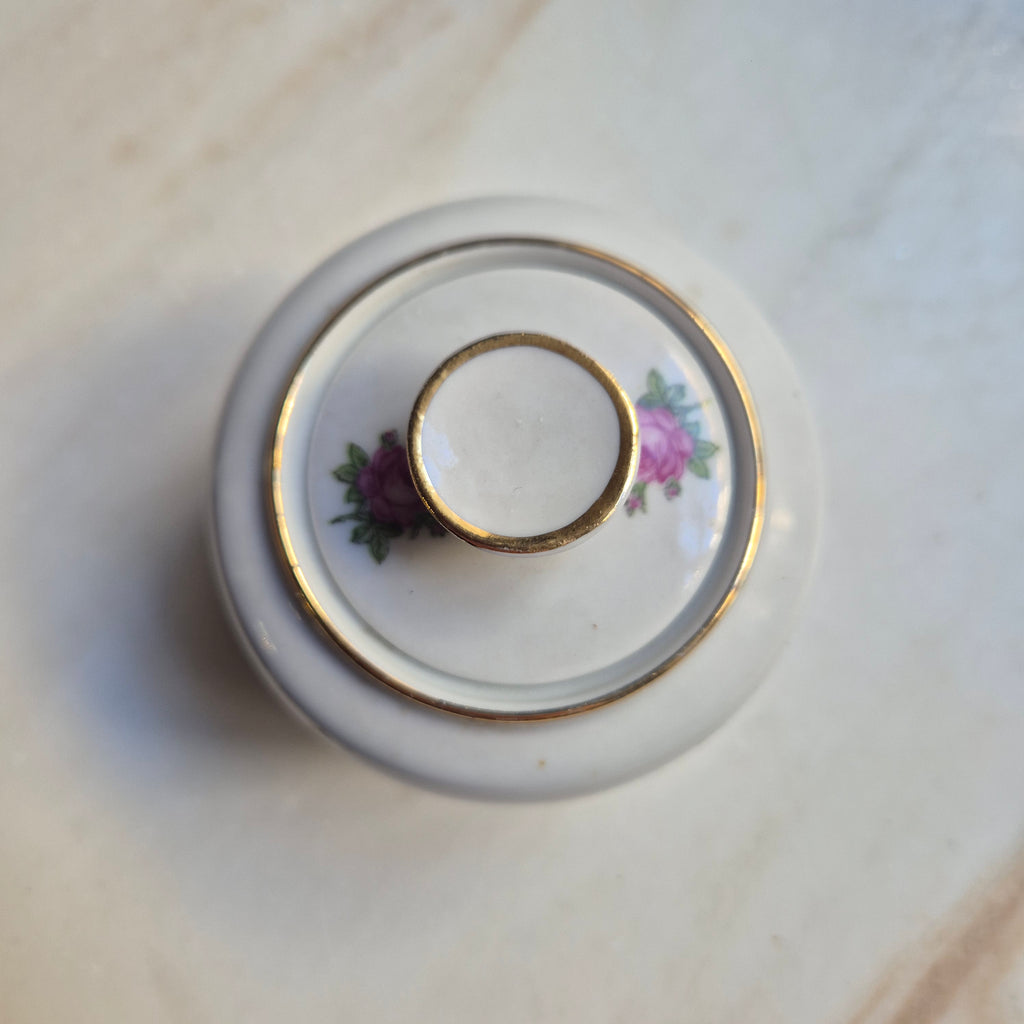 Vintage DDR Zuckerdose mit Rosendekor Kästner Saxonia Porzellan weiß rosa
