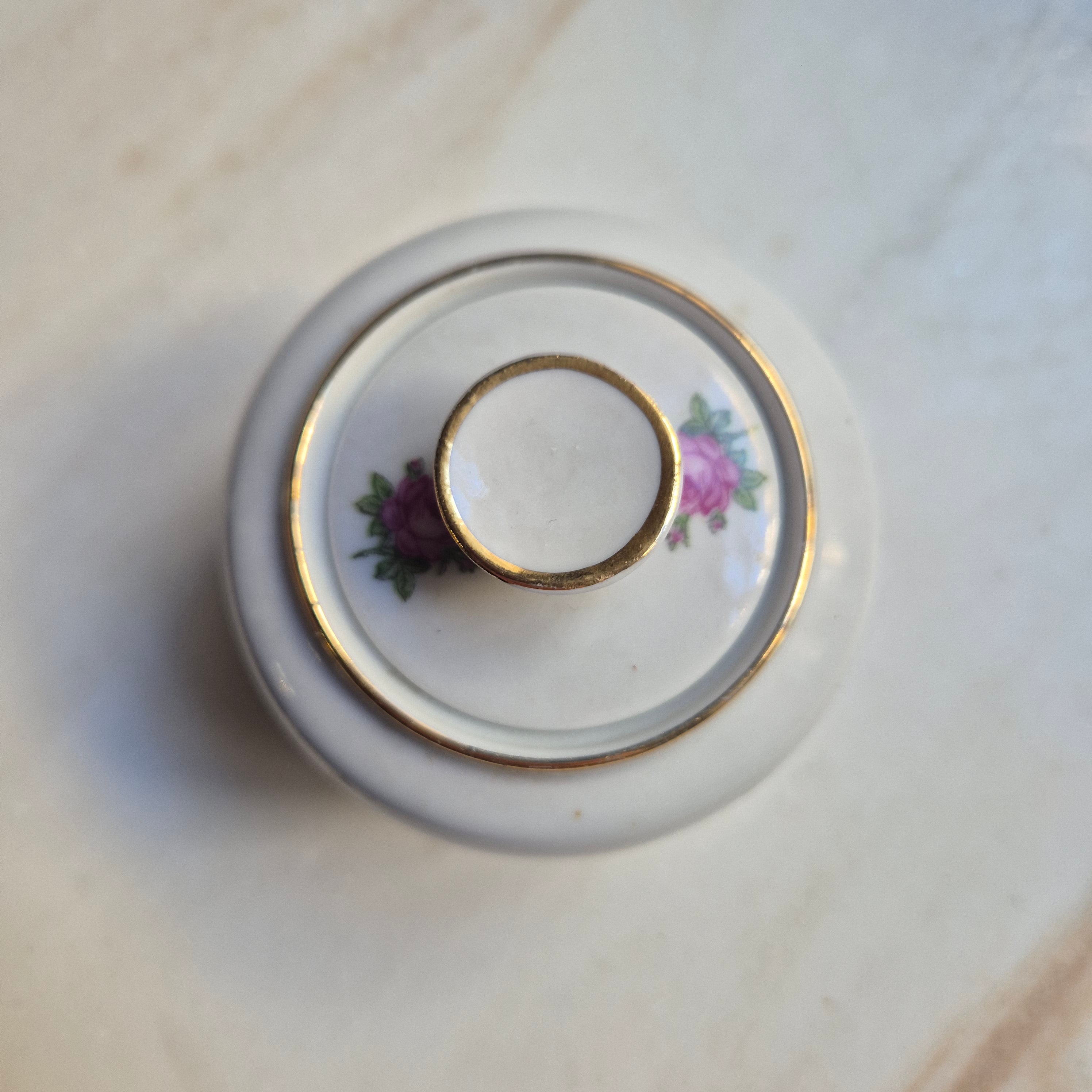 Vintage DDR Zuckerdose mit Rosendekor Kästner Saxonia Porzellan weiß rosa