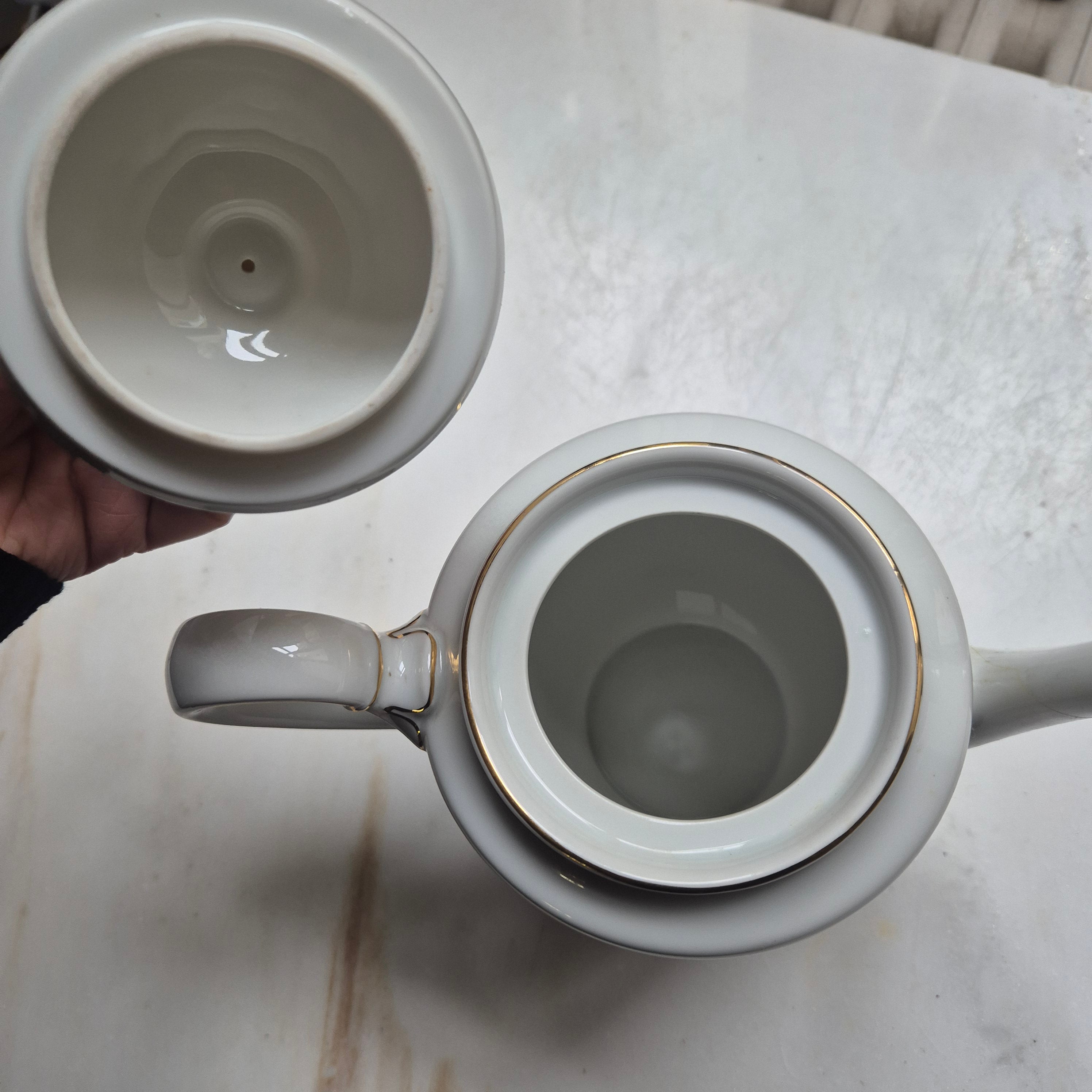 Antike Rosenthal Empire Porzellan Kaffeekanne Teekanne Blumenmuster (Geklebt)