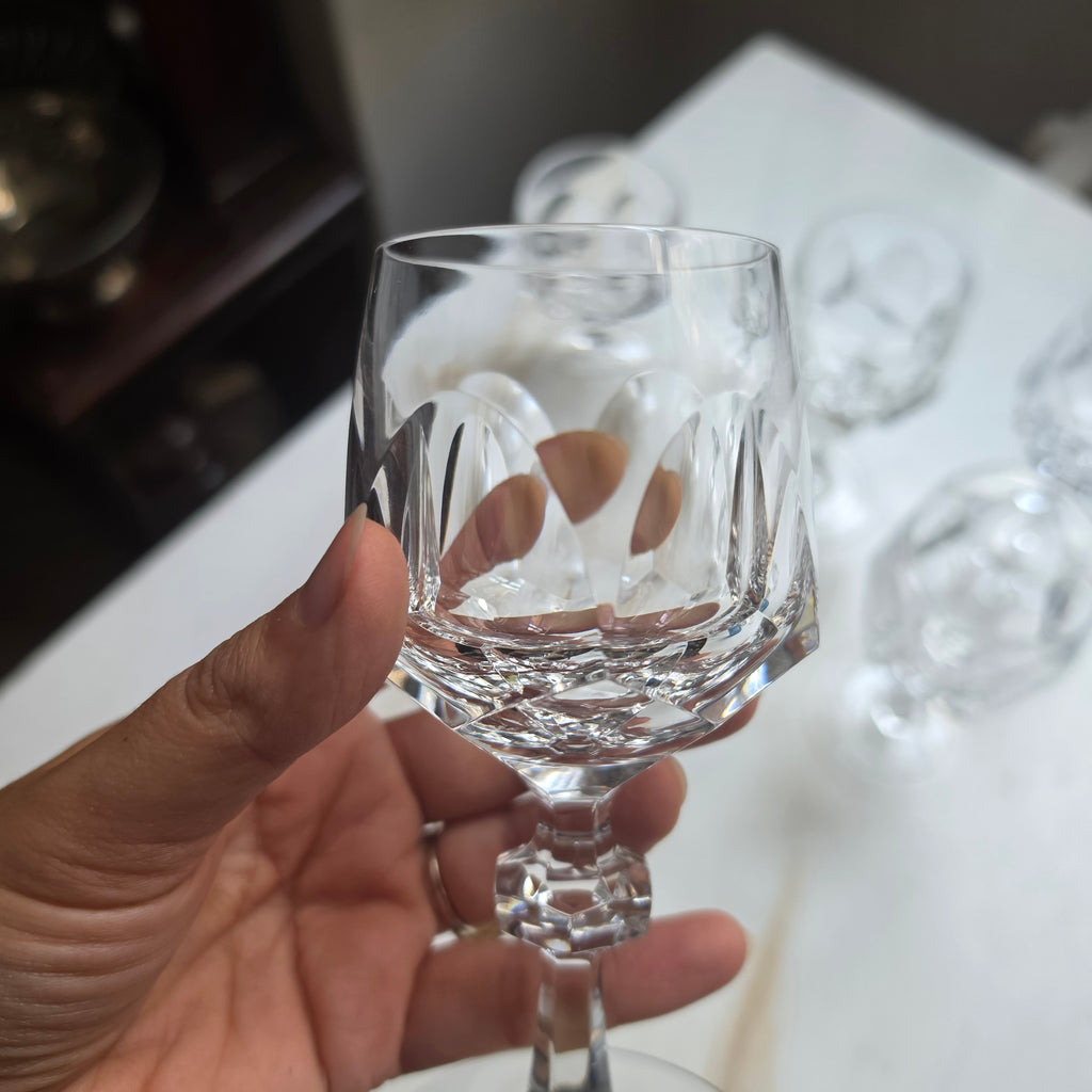 5er-Set Elegante Vintage Kristall-Likörgläser - Südweingläser mit Facettenschliff