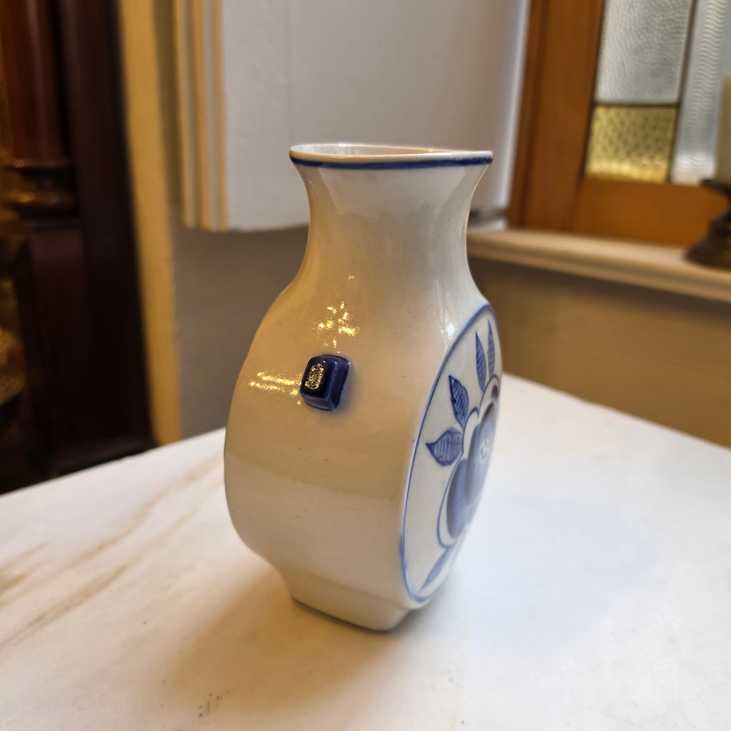 Vintage Gschel Keramik-Vase aus der UdSSR – Handbemaltes Blau-Weiß Porzellan mit Blumenmotiv