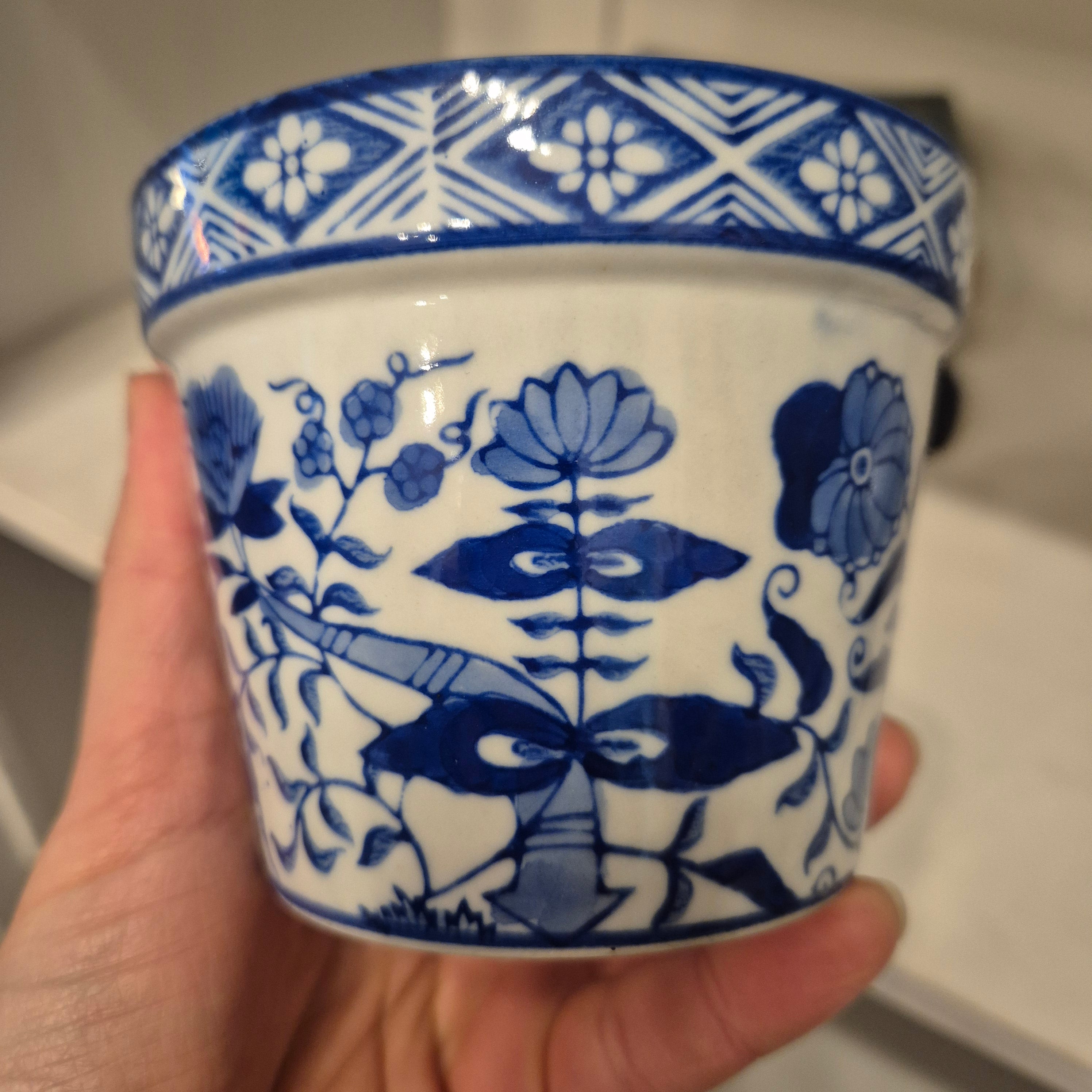 Kleiner Vintage Zwiebelmuster Übertopf