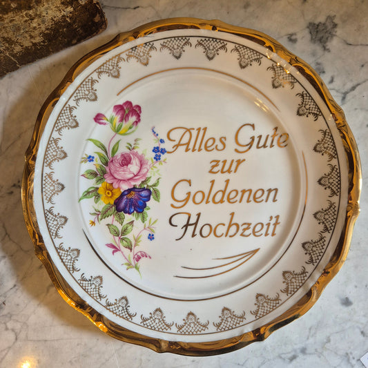 Vintage Geschenk zur Goldenen Hochzeit Porzellan Teller