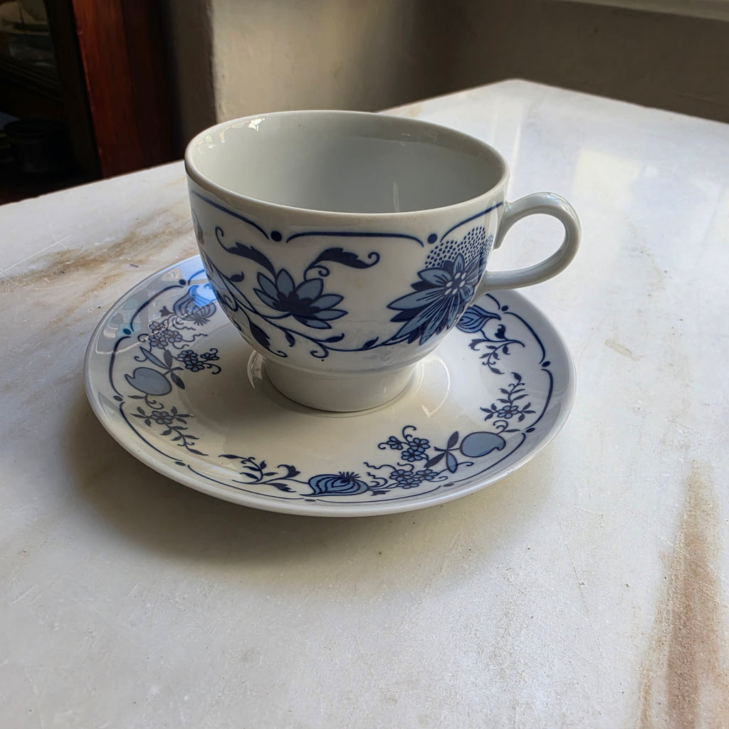 Jlmenau Graf von Henneberg Kaffee Tee Tasse Untertasse Set Zwiebelmuster Echt Kobalt