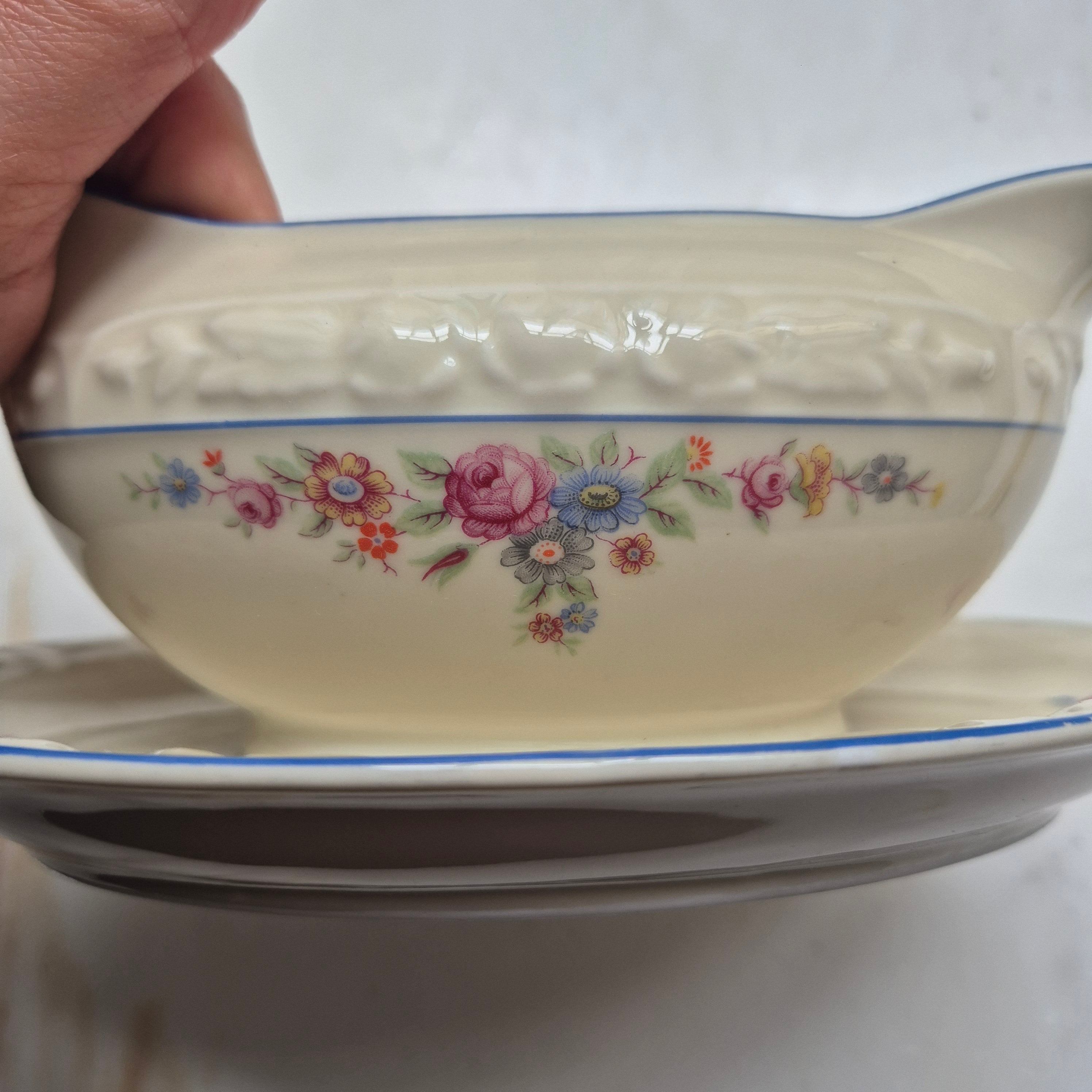 Vintage Sauciere Schüssel Blumenmalerei Porzellan Bavaria elfenbeinfarbend