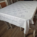 Vintage Tischdecke Damast weiß 110x160cm Art Jugendstil