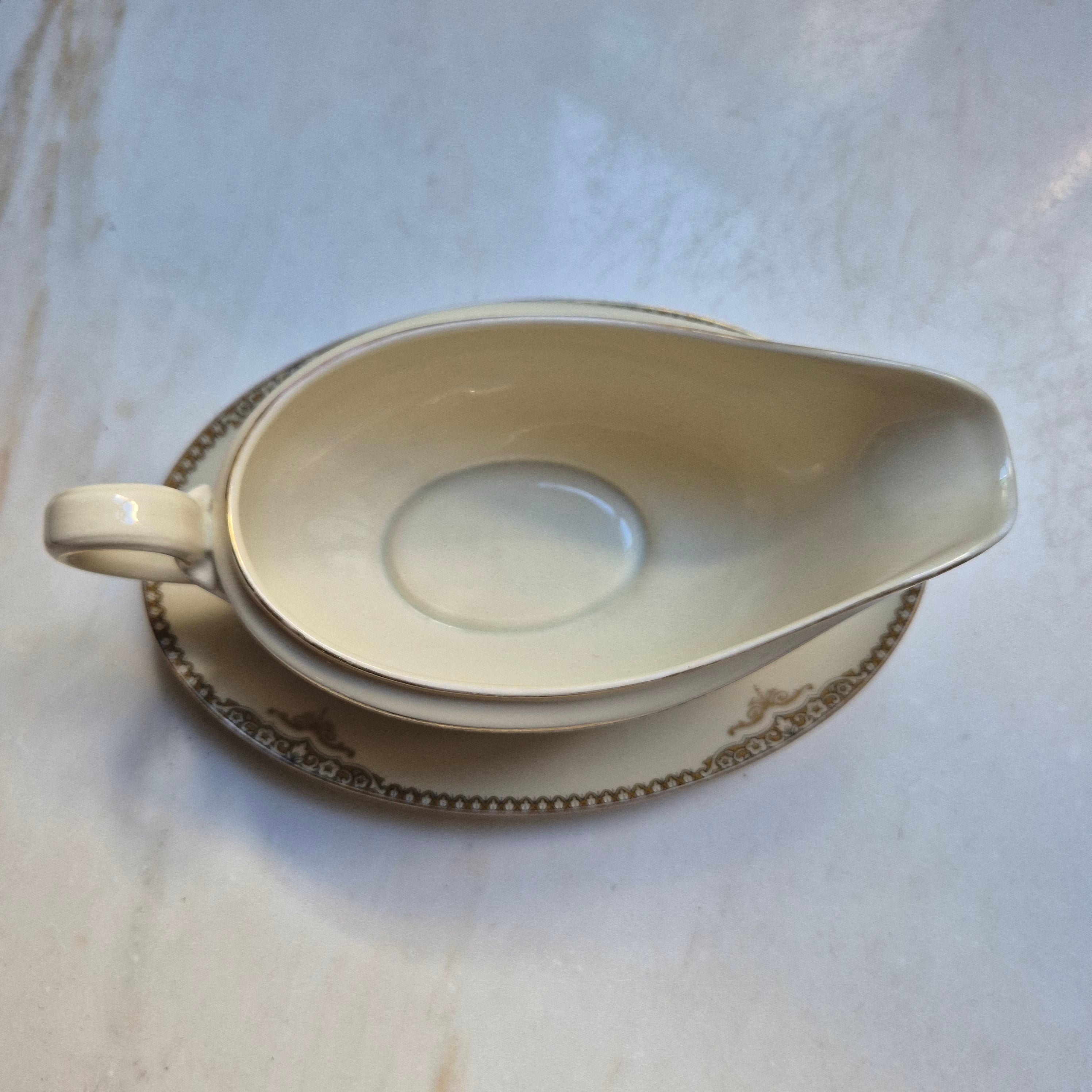 Antike Saucen Sauciere Schüssel Elfenbein Porzellan Goldrand Heinrich H&Co. Selb