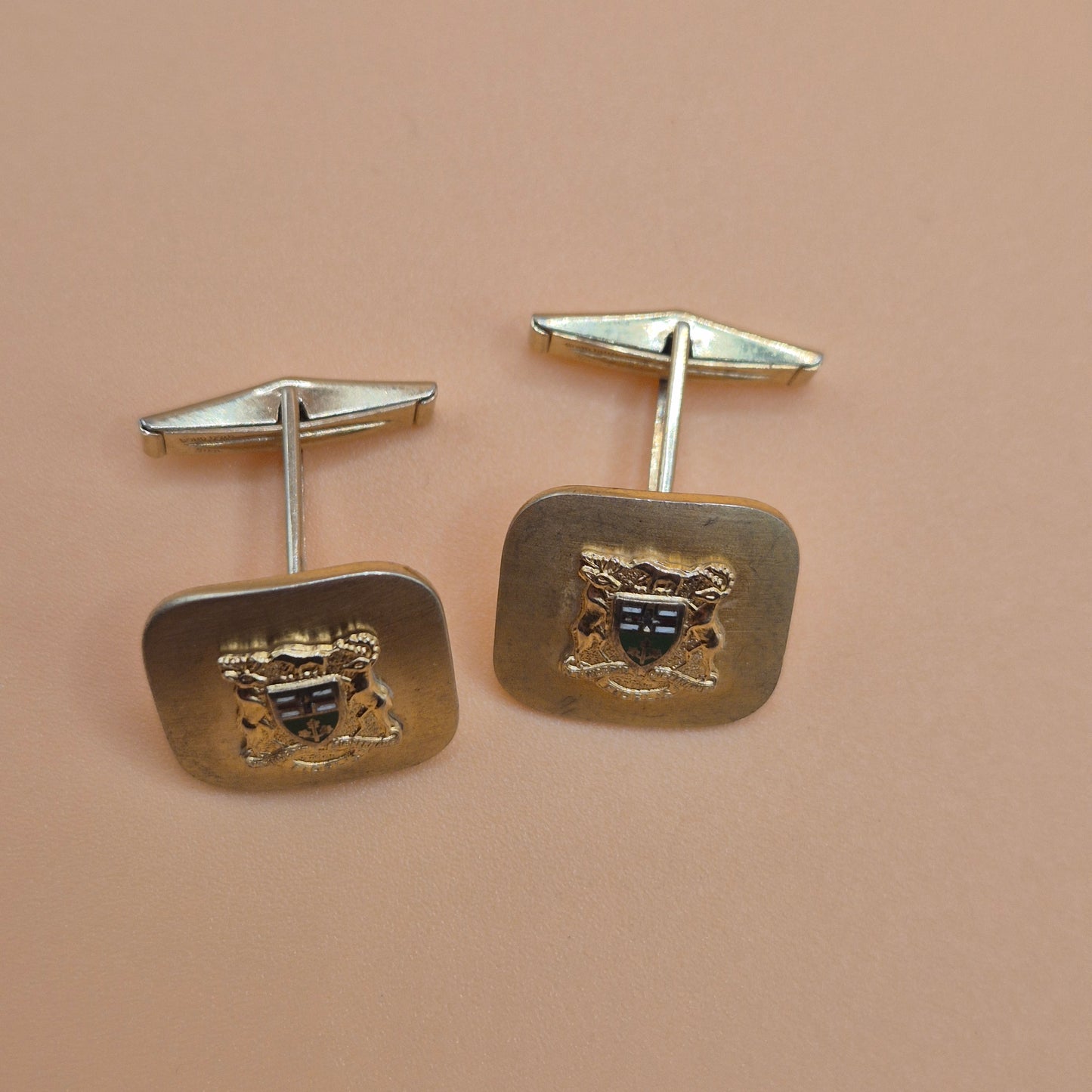 Antike Vintage Manschettenknöpfe Sterling Silber mit Wappen "Preußen" goldfarbend