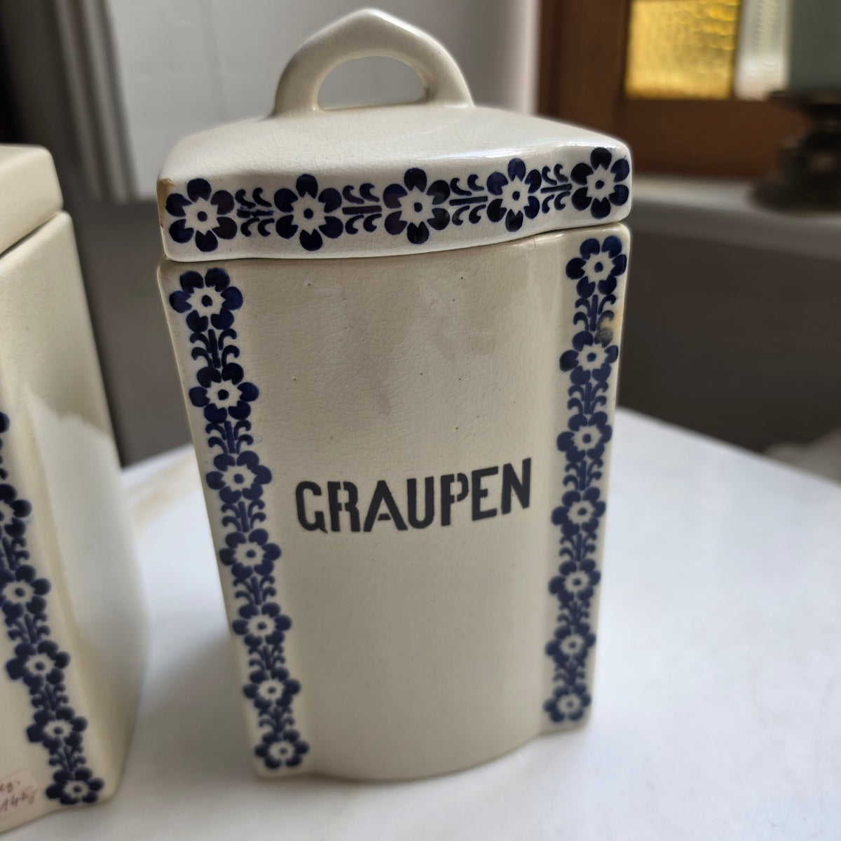 Antike Jugendstil Vorratsdose Keramik "Gries" oder "Graupen" ca. 1925