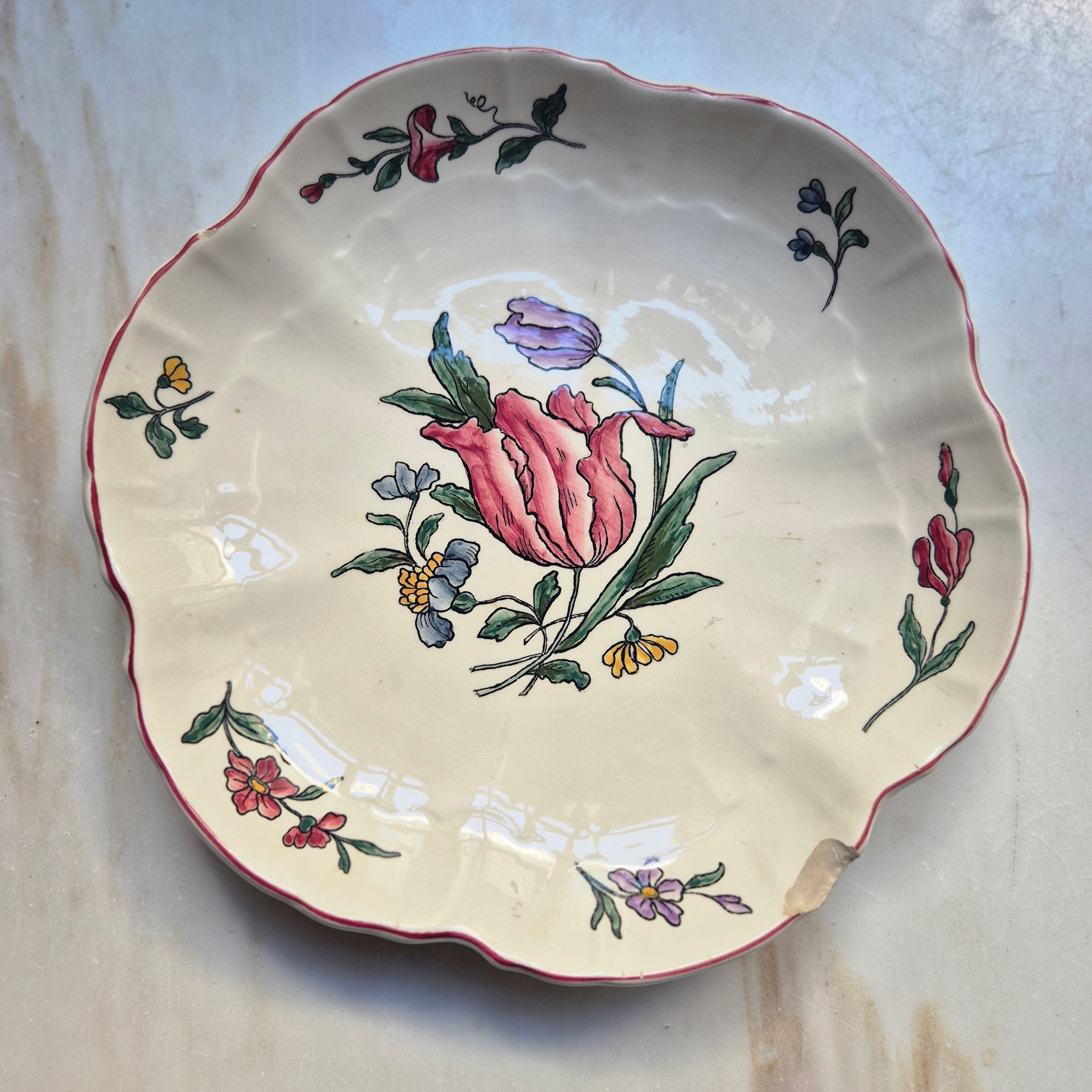 Vintage Zell am Harmersbach Alt Straßburg Servierteller Teller Keramik Blumen (Abplatzer!)