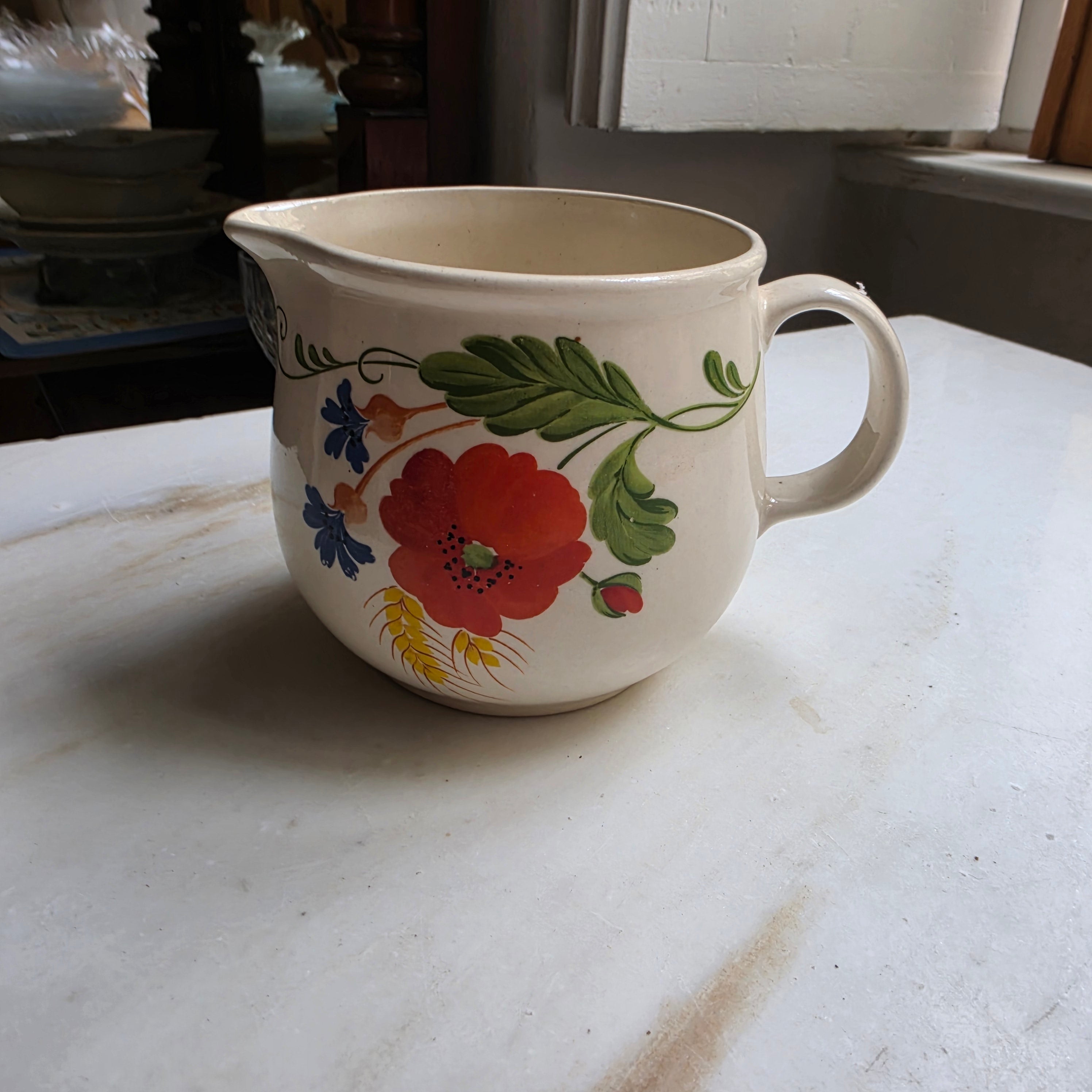 DDR Vintage Krug Landhaus Mohnblume Keramik