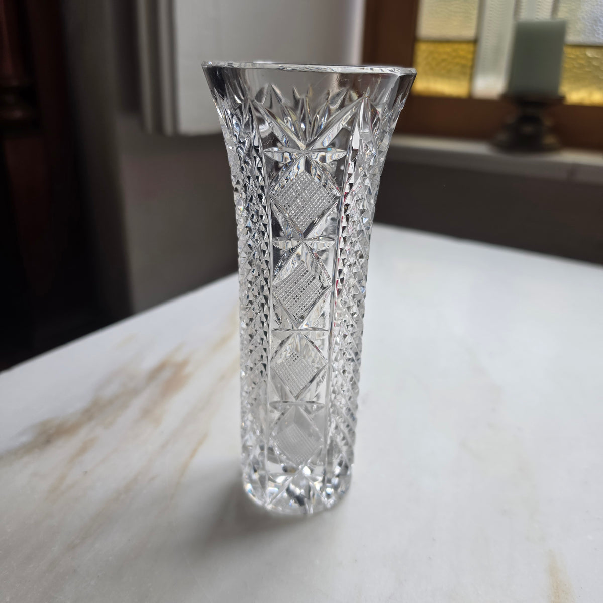 Elegante Kristallglas-Tischvase mit Brillantschliff – Vintage Deko