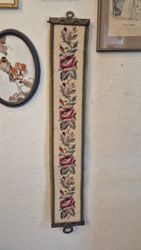 Wandbehang im Gobelin Stil echte Handarbeit Tapisserie Bildwirkerei Vintage 60er Jahre