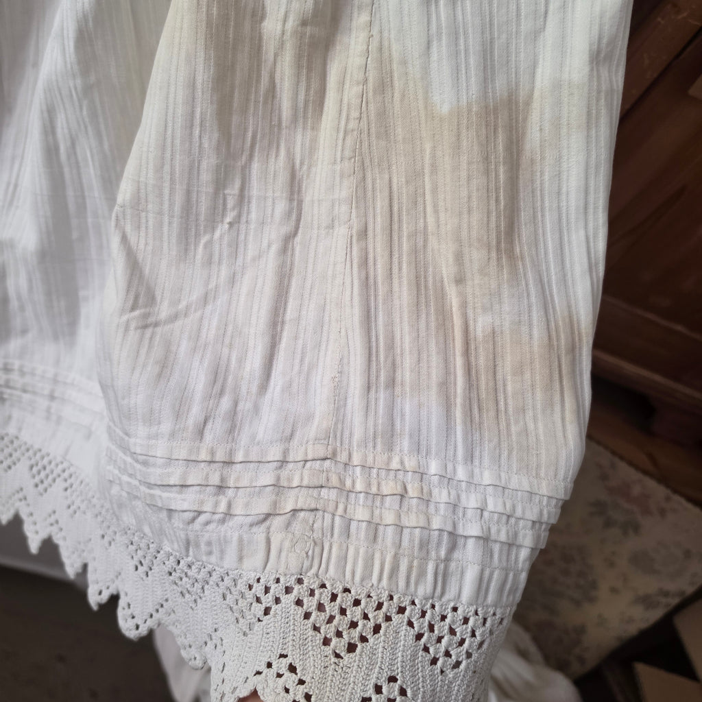 Antiker Baumwoll-Unterrock mit Spitzenborte - Vintage um 1930 - für Sammler & Upcycling
