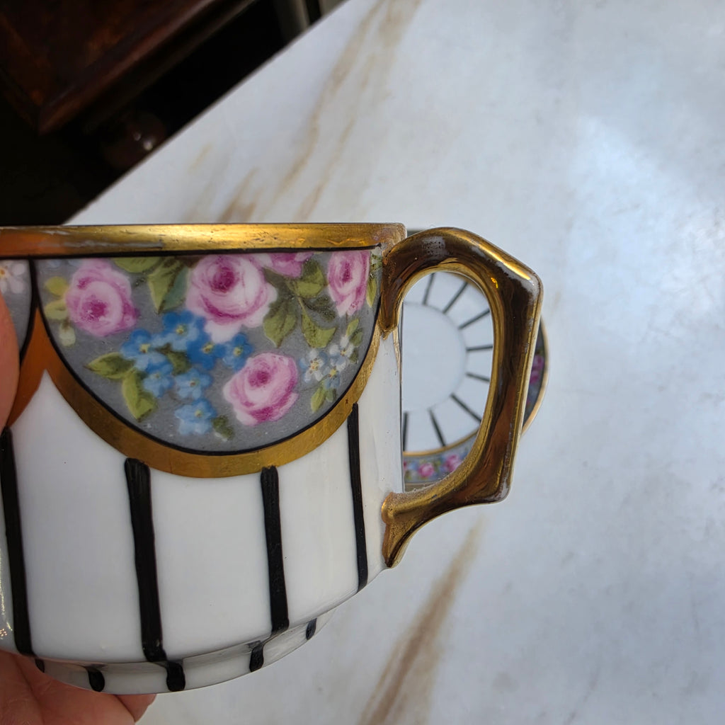 Antike Jugendstil Tasse mit Untertasse – Sontag & Söhne (um 1900)