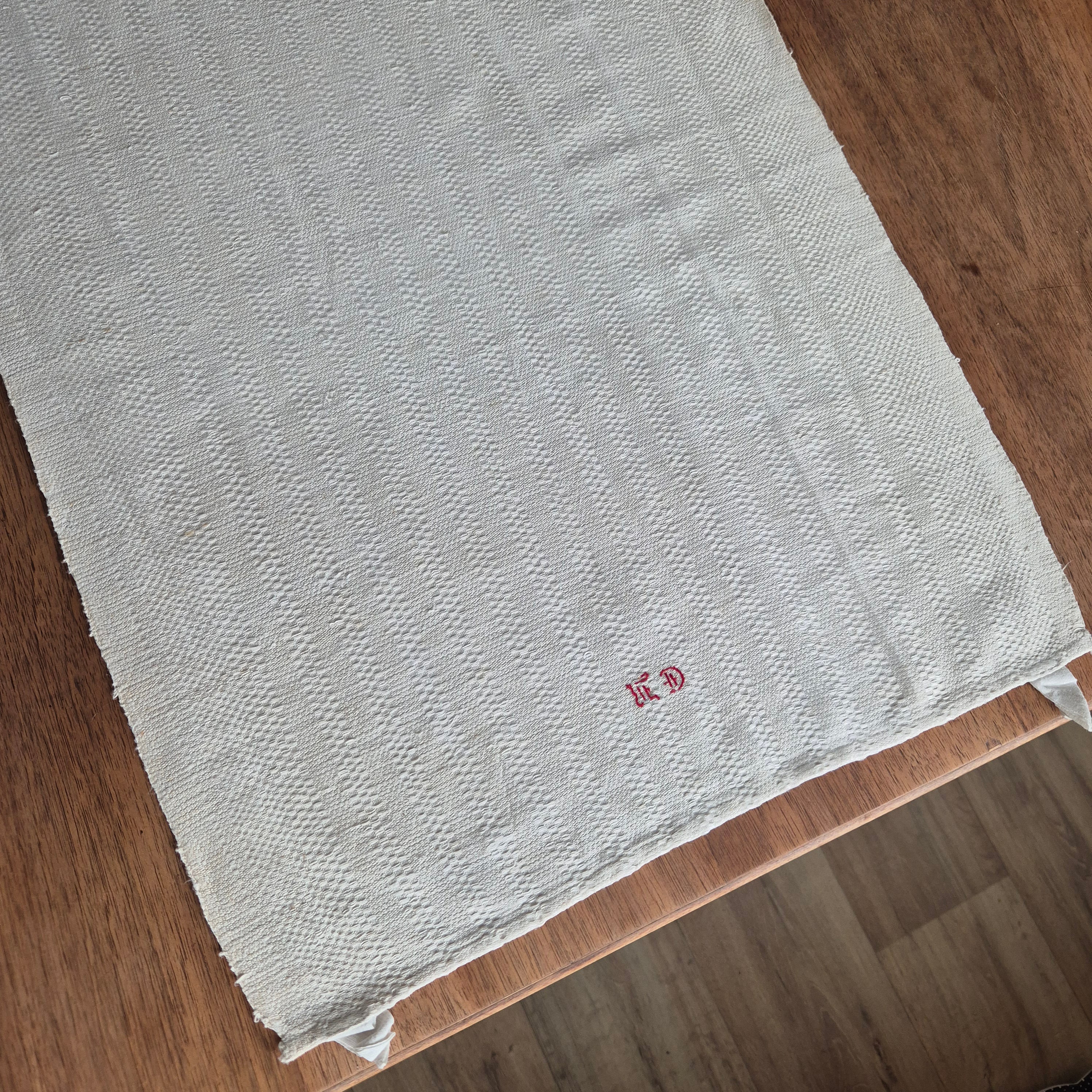 2x Antike Jugendstil Küchen-& Geschirrtücher Leinen cremeweiß Monogramm E.D. 🤍