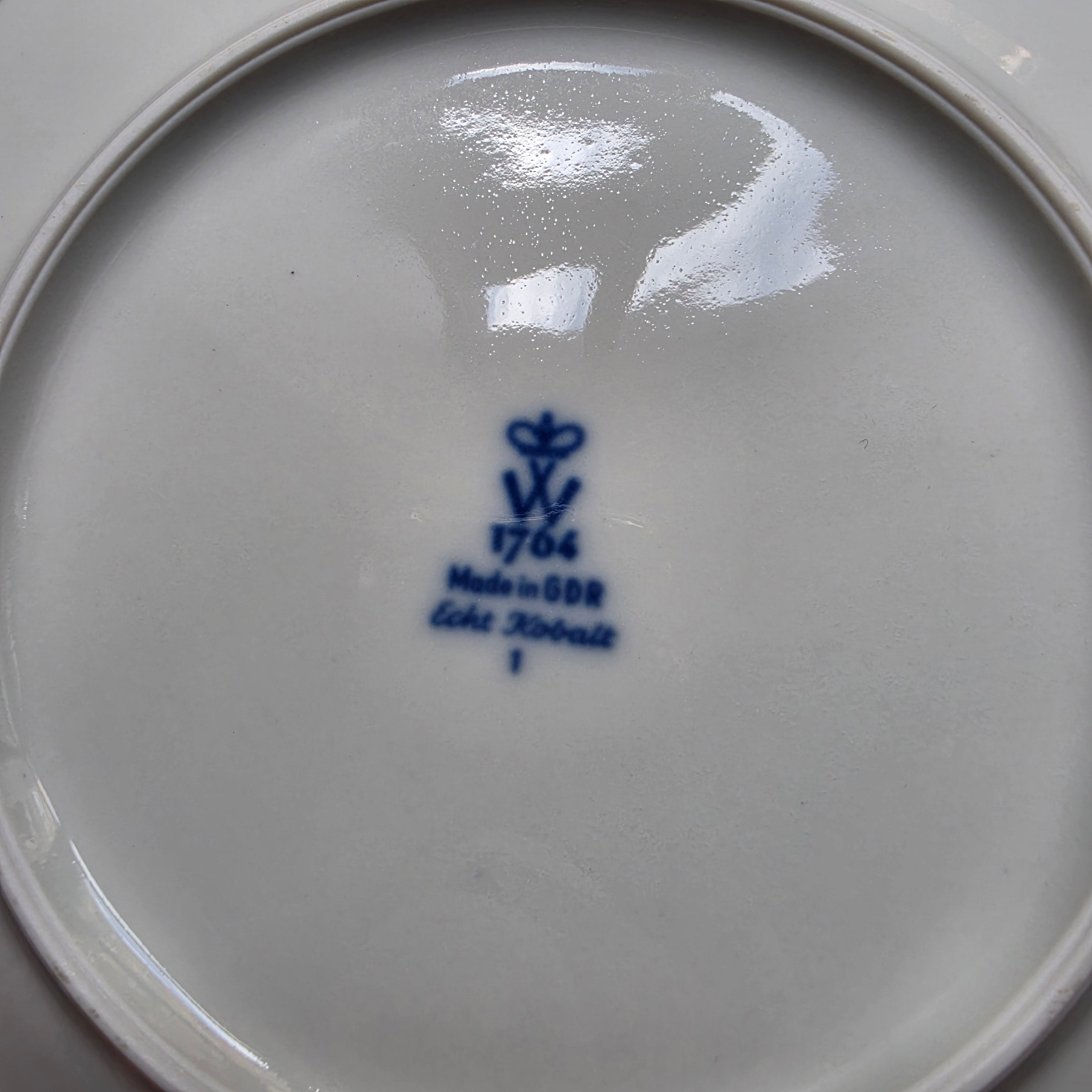 5x Set Vintage Wallendorf Porzellan Teller „Echt Kobalt“ & Gold – Handbemalt, Made in GDR - Mid-Century / Space Age