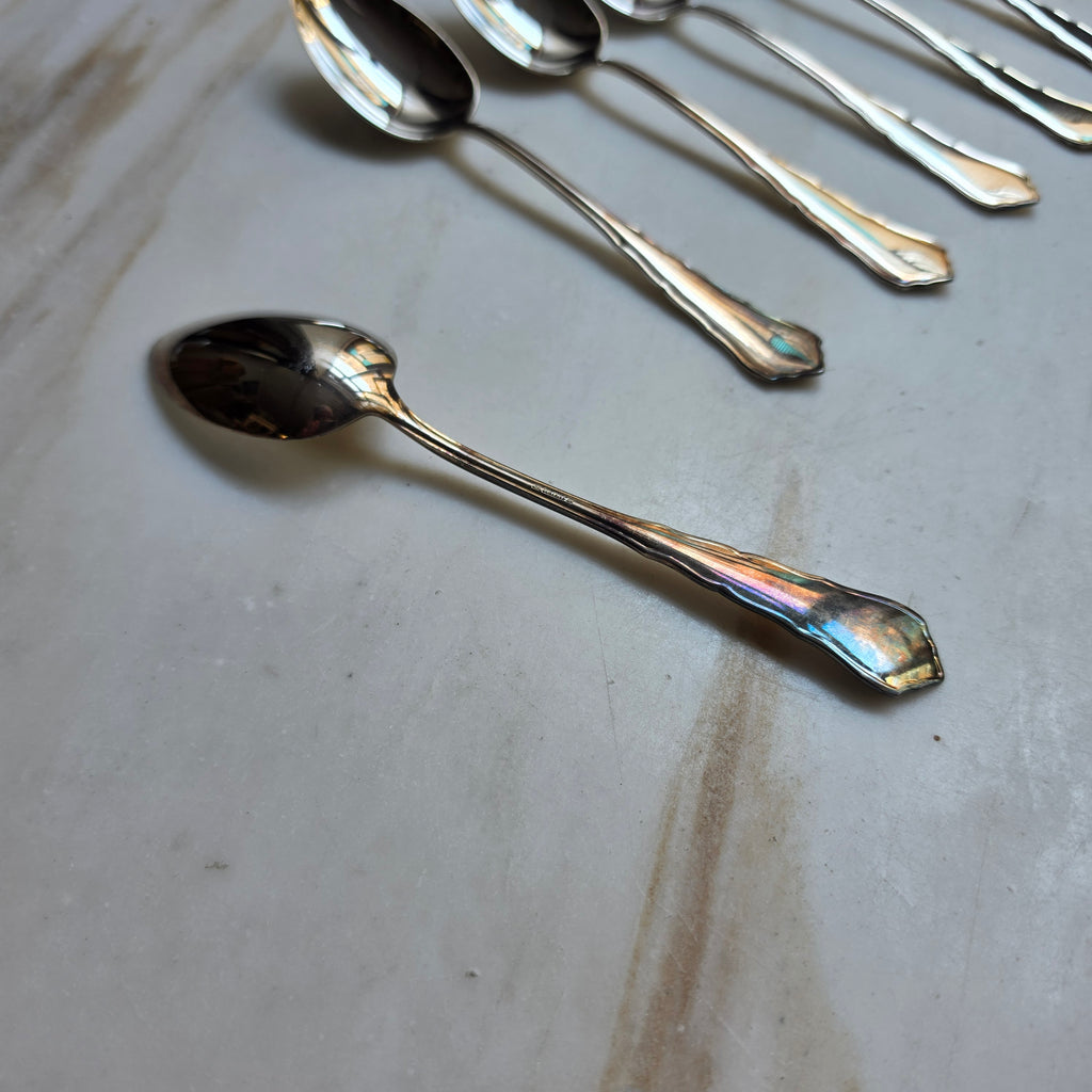 6-teiliges Antikes Esslöffel-Set – Versilbert (90er Silberauflage) – Klassisches Barock / Faden-Design