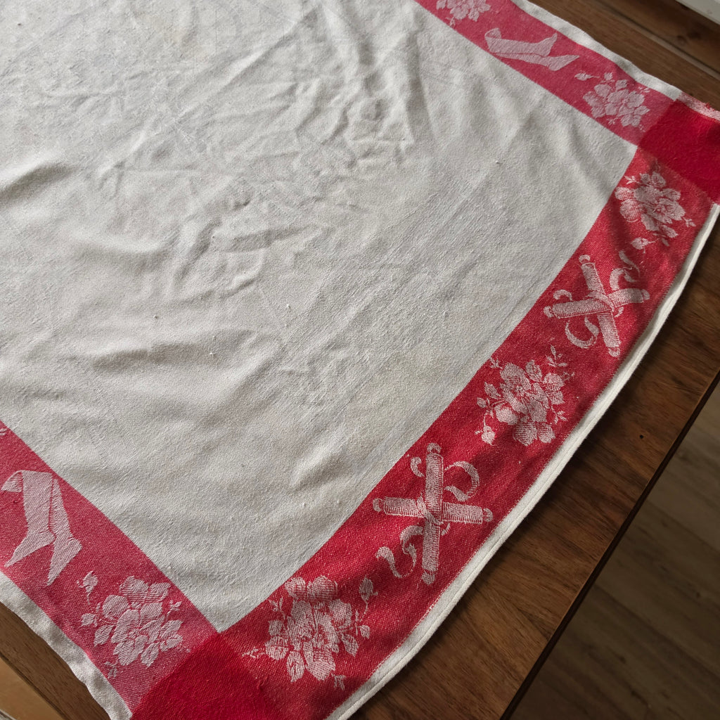 Antikes „Rolltuch“ - Mangeltuch mit seltenem Mangel-Motiv – Um 1900 - 80x195cm