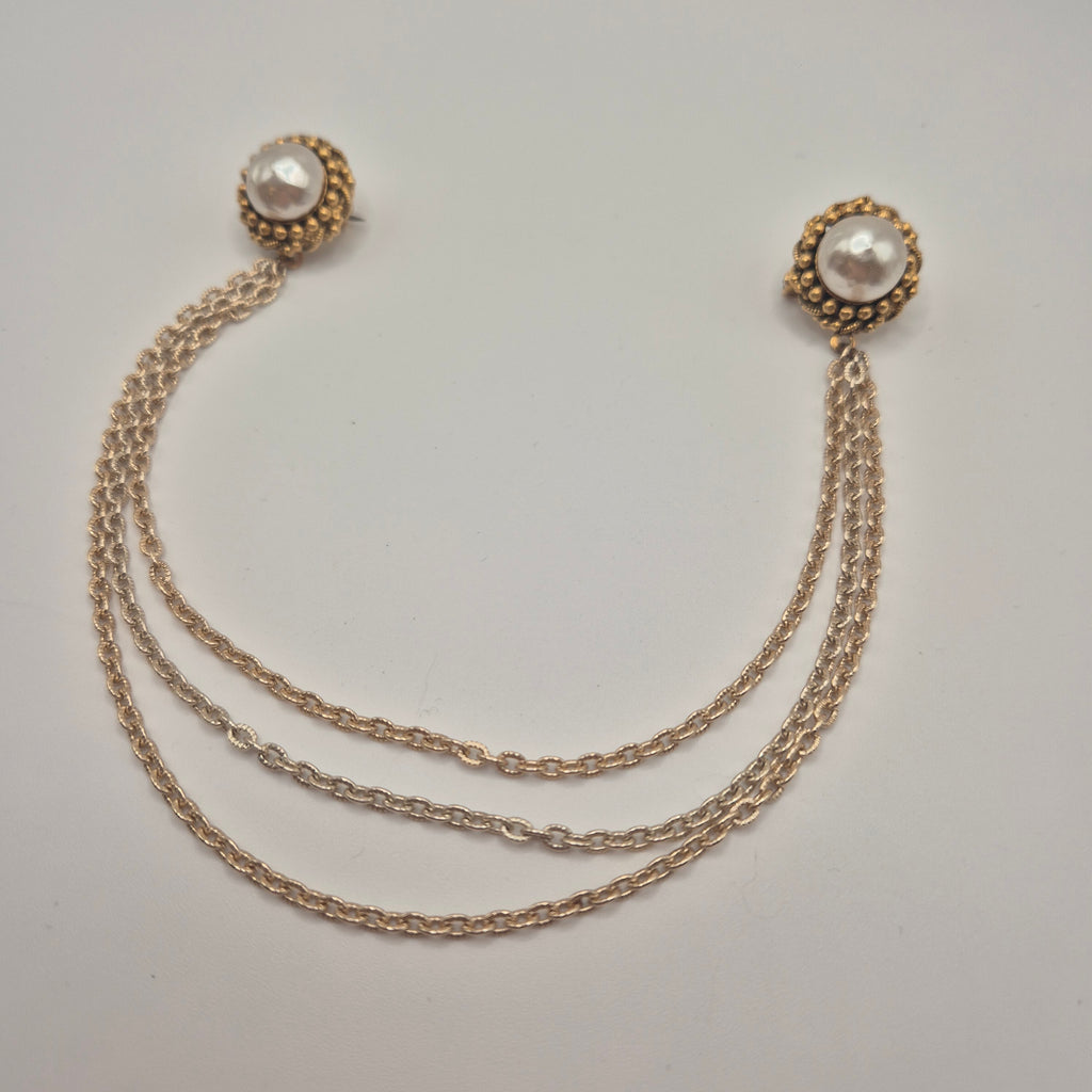 Elegante Vintage Kettenbrosche – Zeitloser Perlen-Chic für jeden Anlass