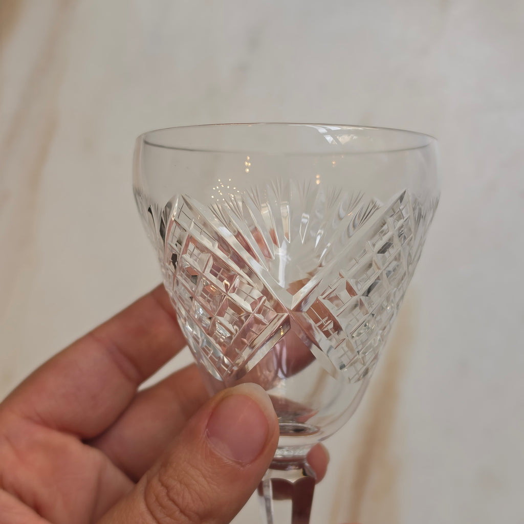 4x Antike Bleikristallgläser mit klassischem Facettenschliff