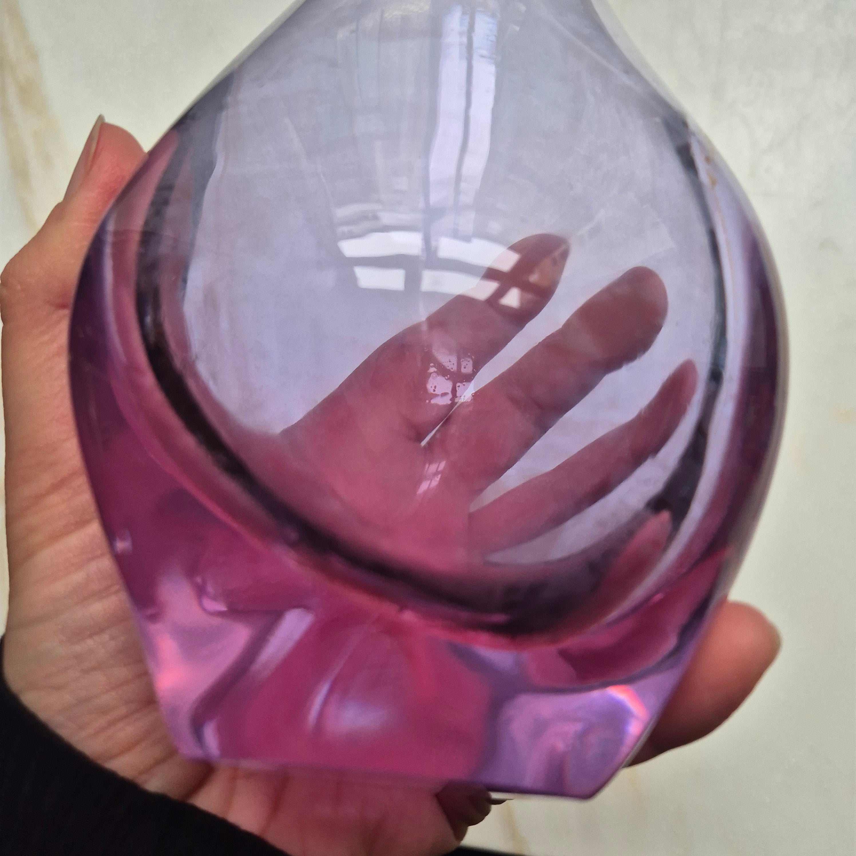 Vintage 70er Jahre Glas Vase wie Murano lila