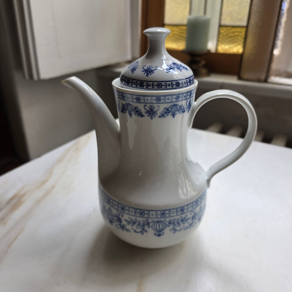 Große Vintage Kahla Zwiebelmuster Tee Kaffeekanne Kanne Vintage blau weiß