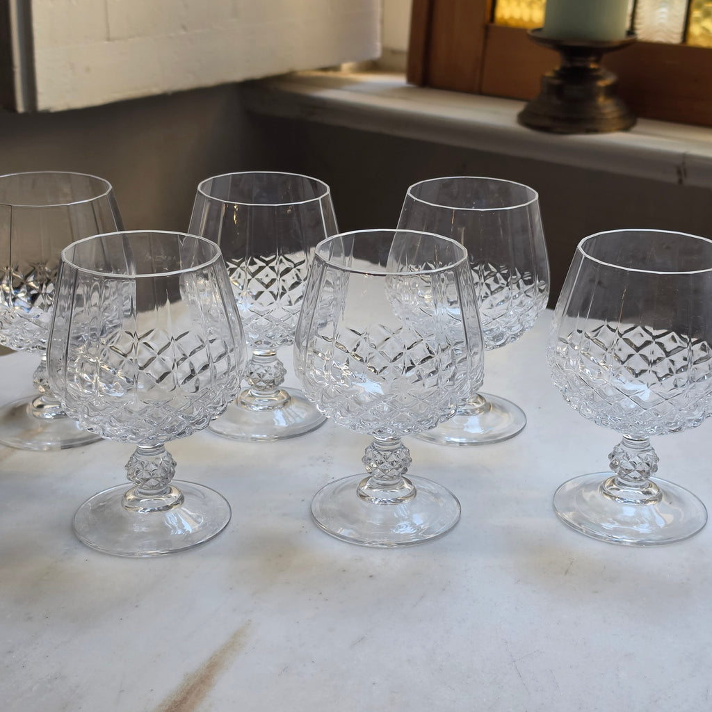 Elegante Vintage-Kristallgläser - Cognacschwenker mit Diamantschliff