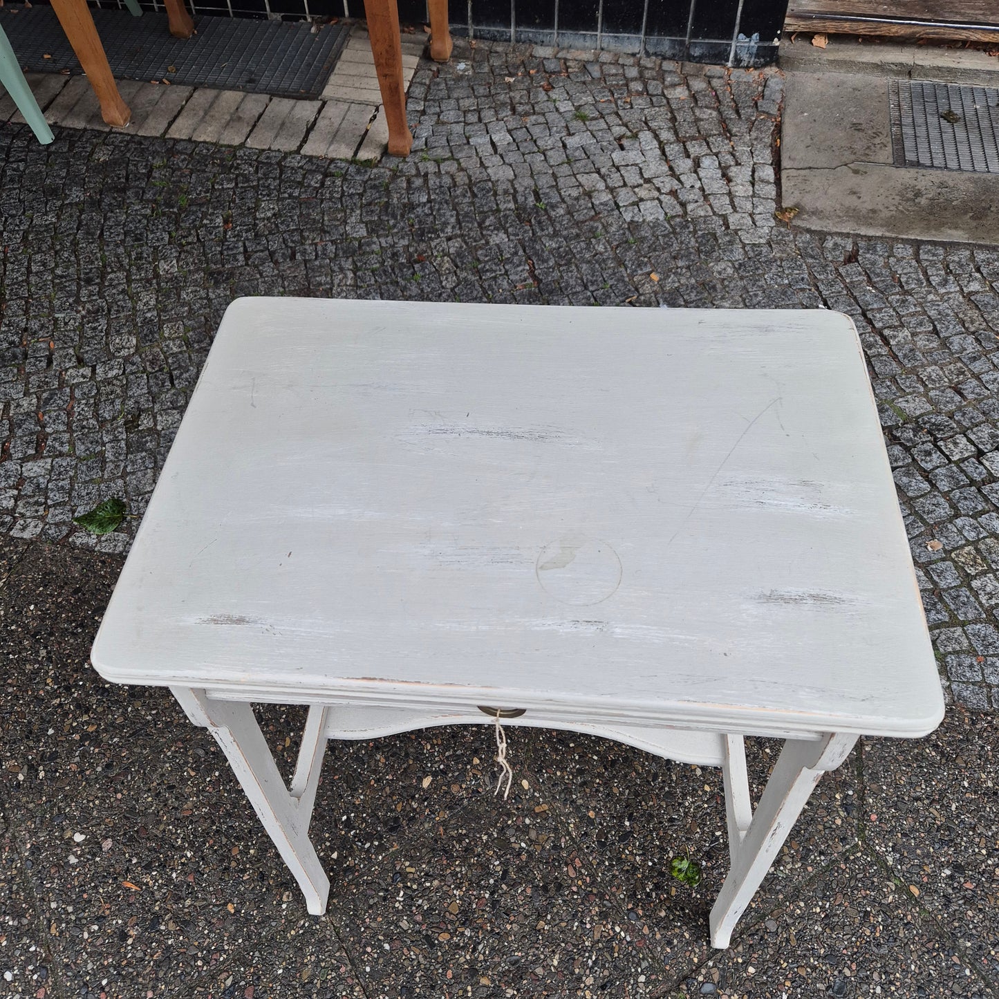 Antiker Jugendstil Nähtisch Beistelltisch Shabby Chic Landhaus Beige