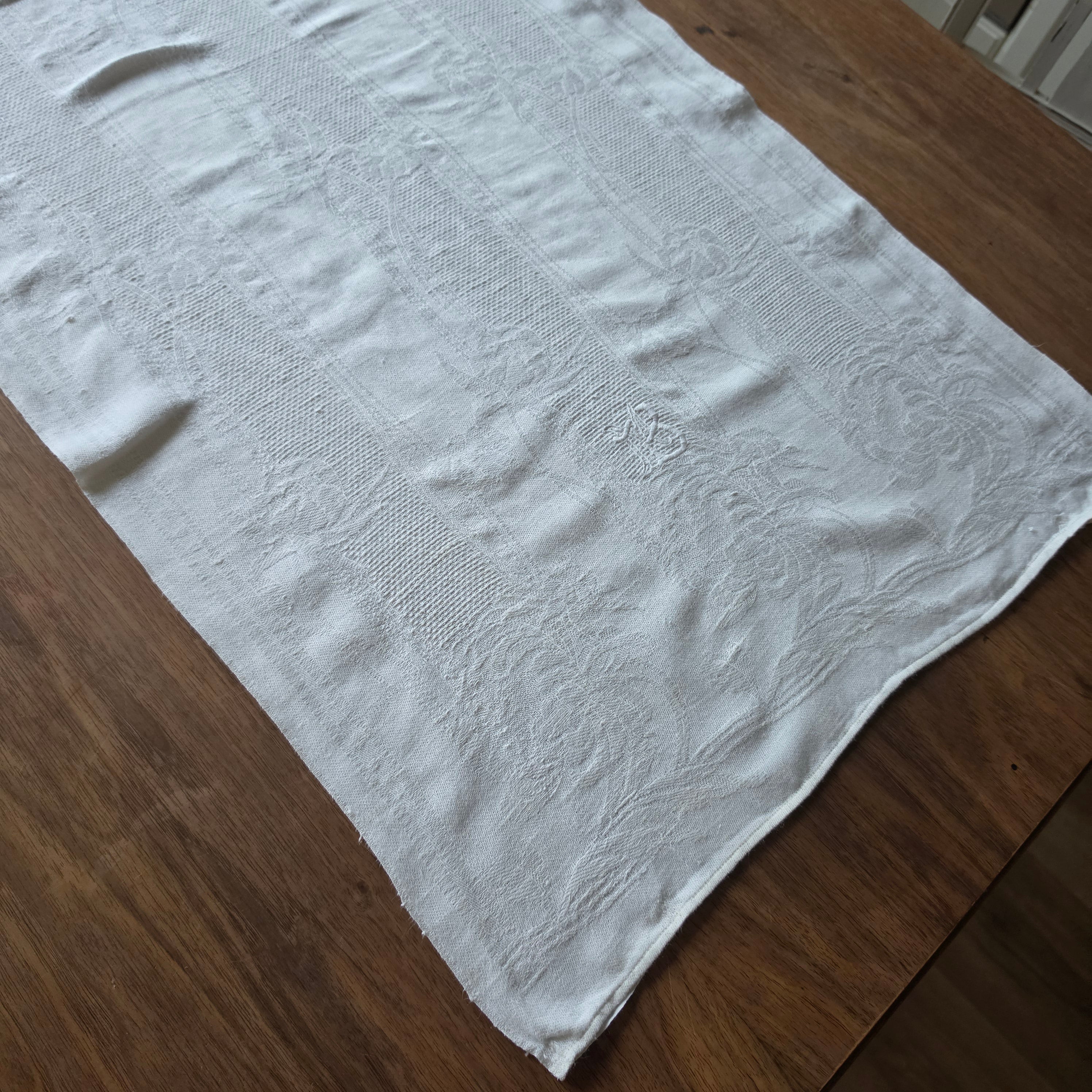 Antikes Aussteuer-Geschirrtuch - Echtes Leinen mit Monogramm M.B. - 47x100cm