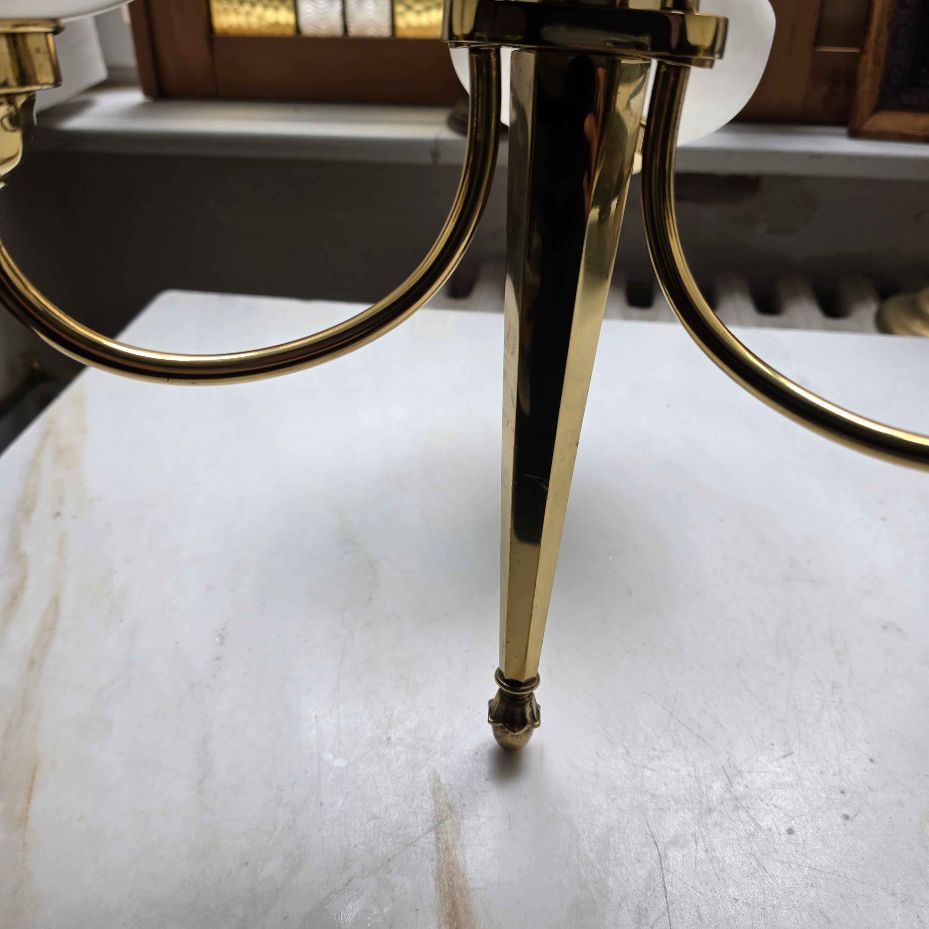 Art Jugendstil Deckenlampe - 3-armig mit Marmoroptik Glasschalen und Messing