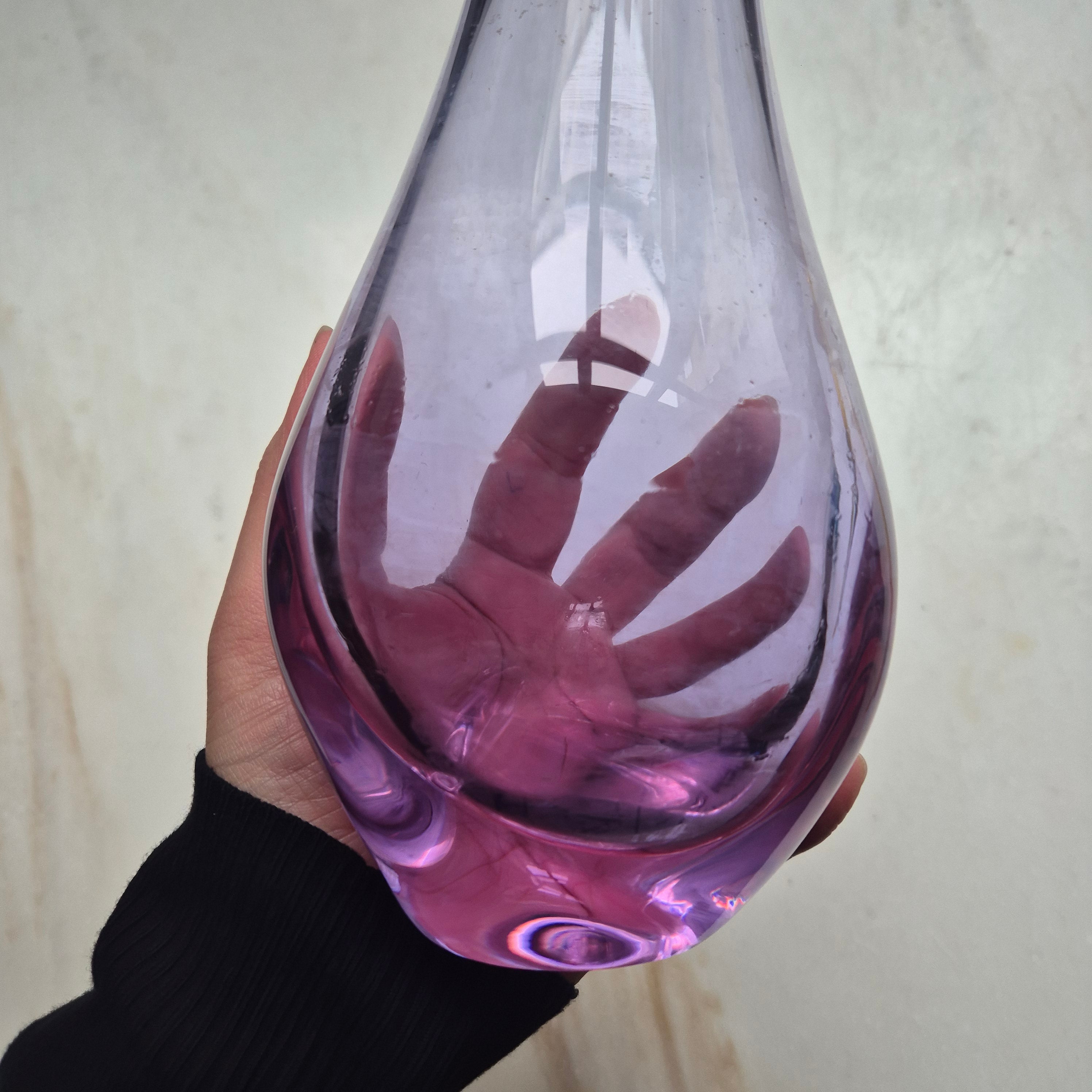 Vintage 70er Jahre Glas Vase wie Murano lila