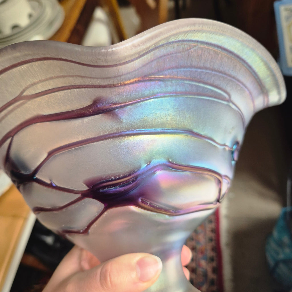 Vintage Jugendstil Glas Schale von Freiherr für Poschinger