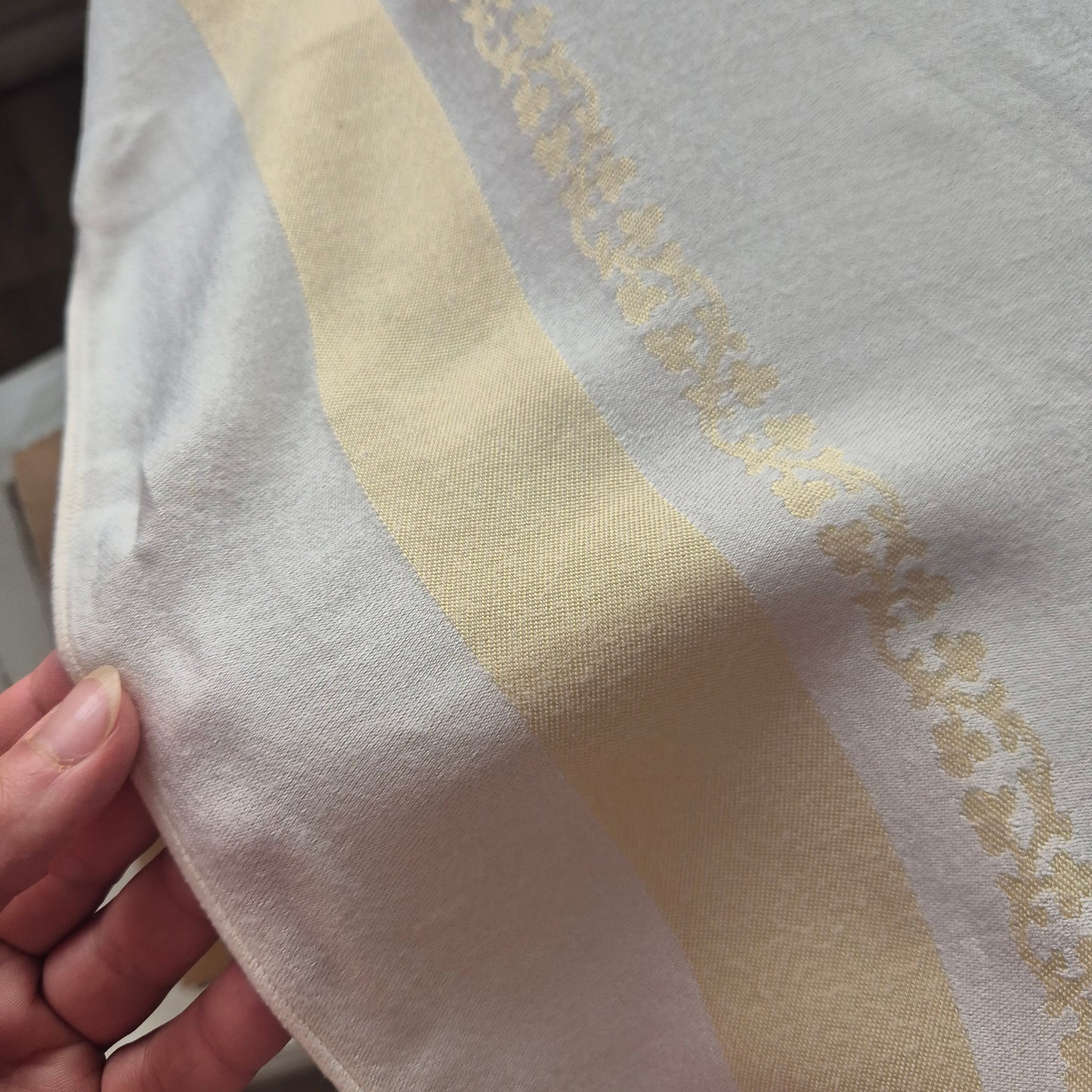 Vintage Tischdecke Pastellgelb 100x120cm Landhaus French