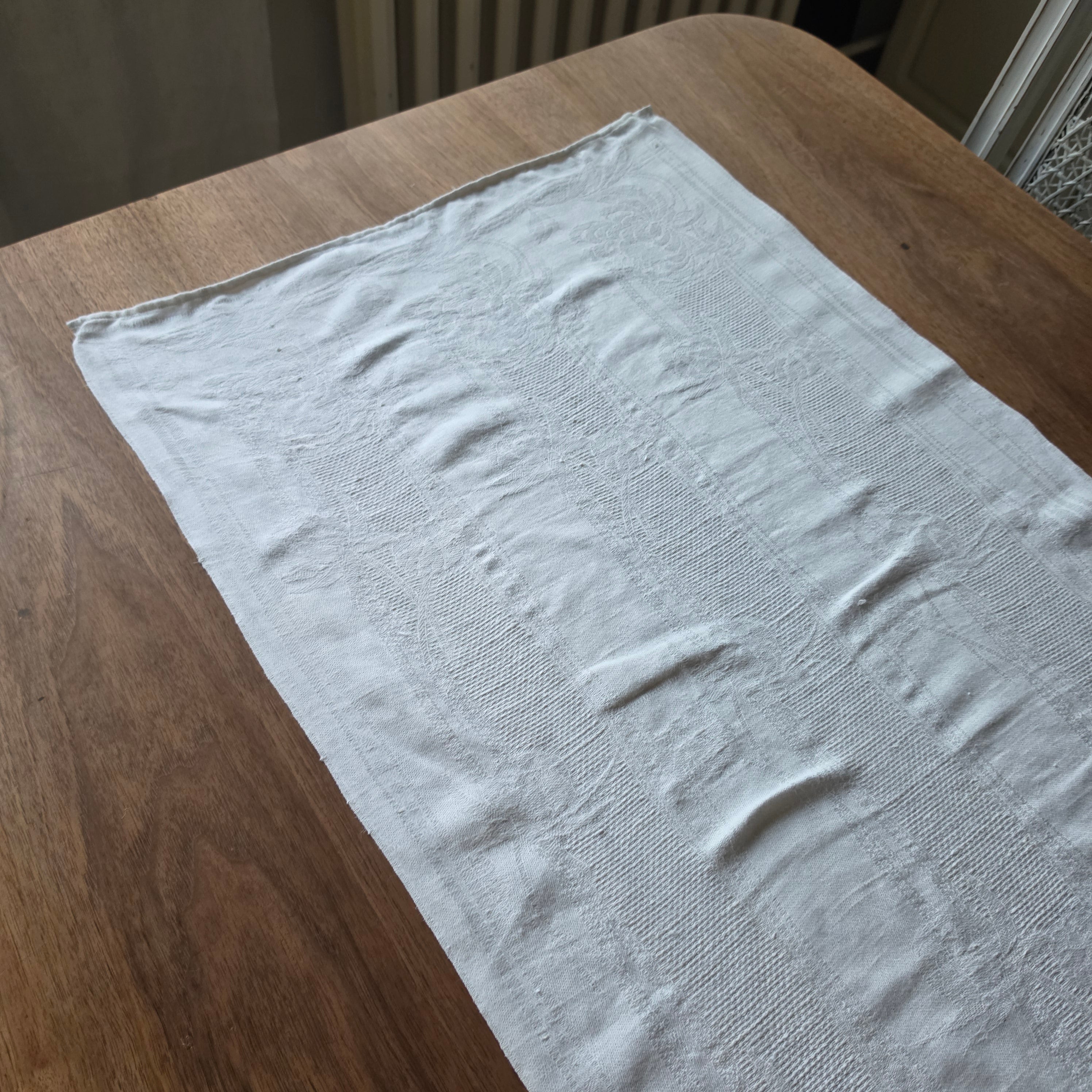 Antikes Aussteuer-Geschirrtuch - Echtes Leinen mit Monogramm M.B. - 47x100cm
